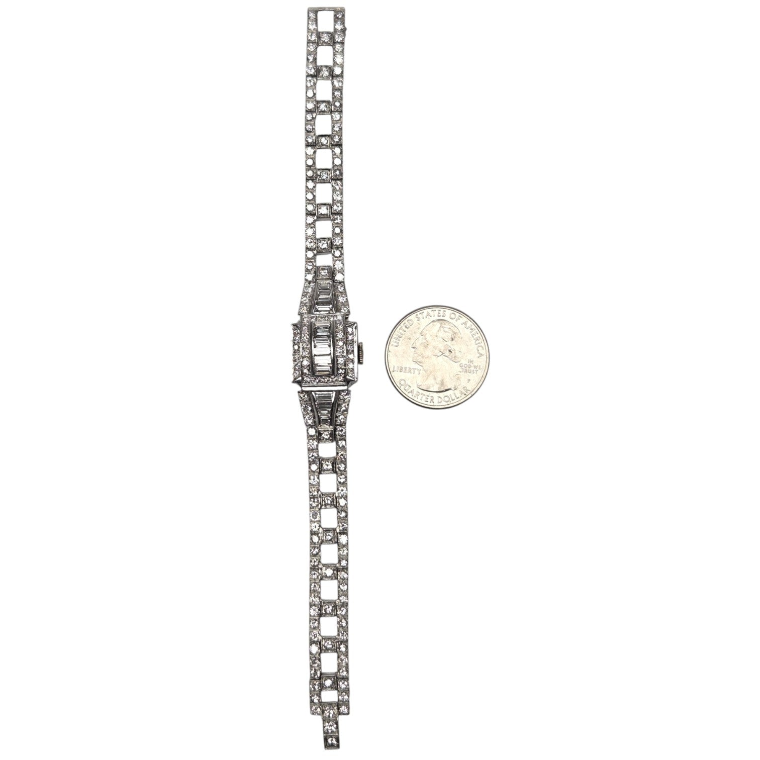 VINTAGE PLATINUM AND DIAMOND 5CT BRACELET WATCH
