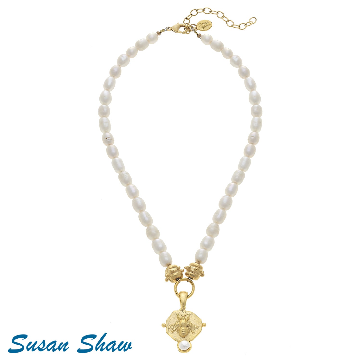 SUSAN SHAW FRESHWATER PEARL WITH HANDCAST BEE