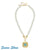 Aqua French Glass on Genuine Pearl Necklace