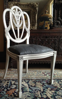 Vintage shield-back chair refurbished with Pure White and Graphite Chalk Paints