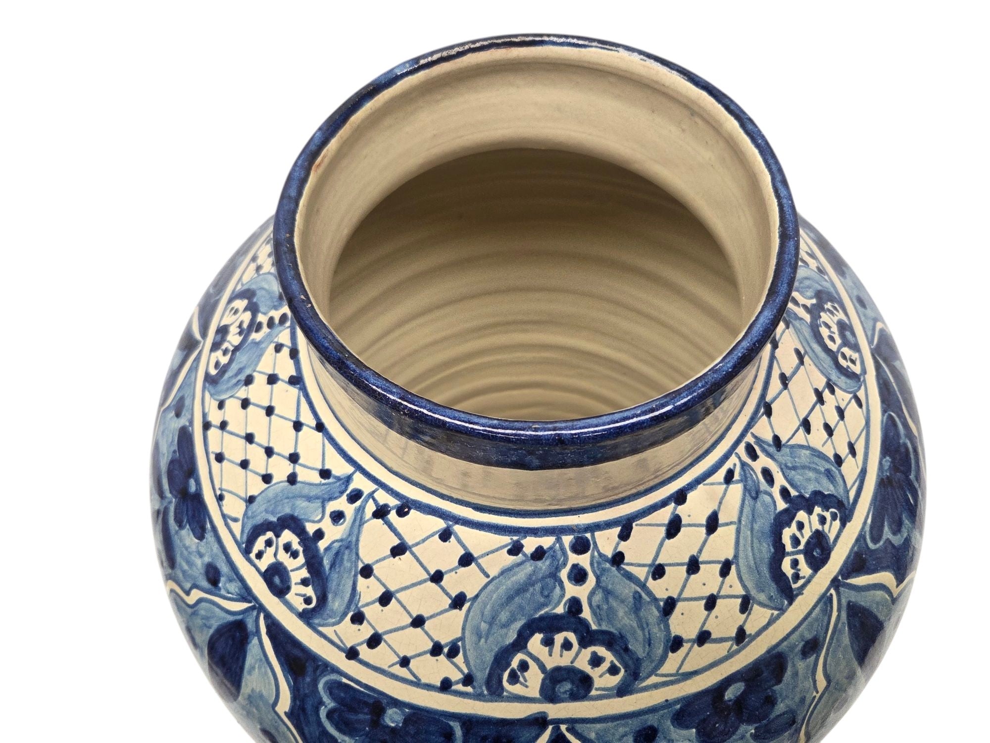 A Pair of Lg Artist Signed Hand Painted Talavera Lidded Ginger Jars