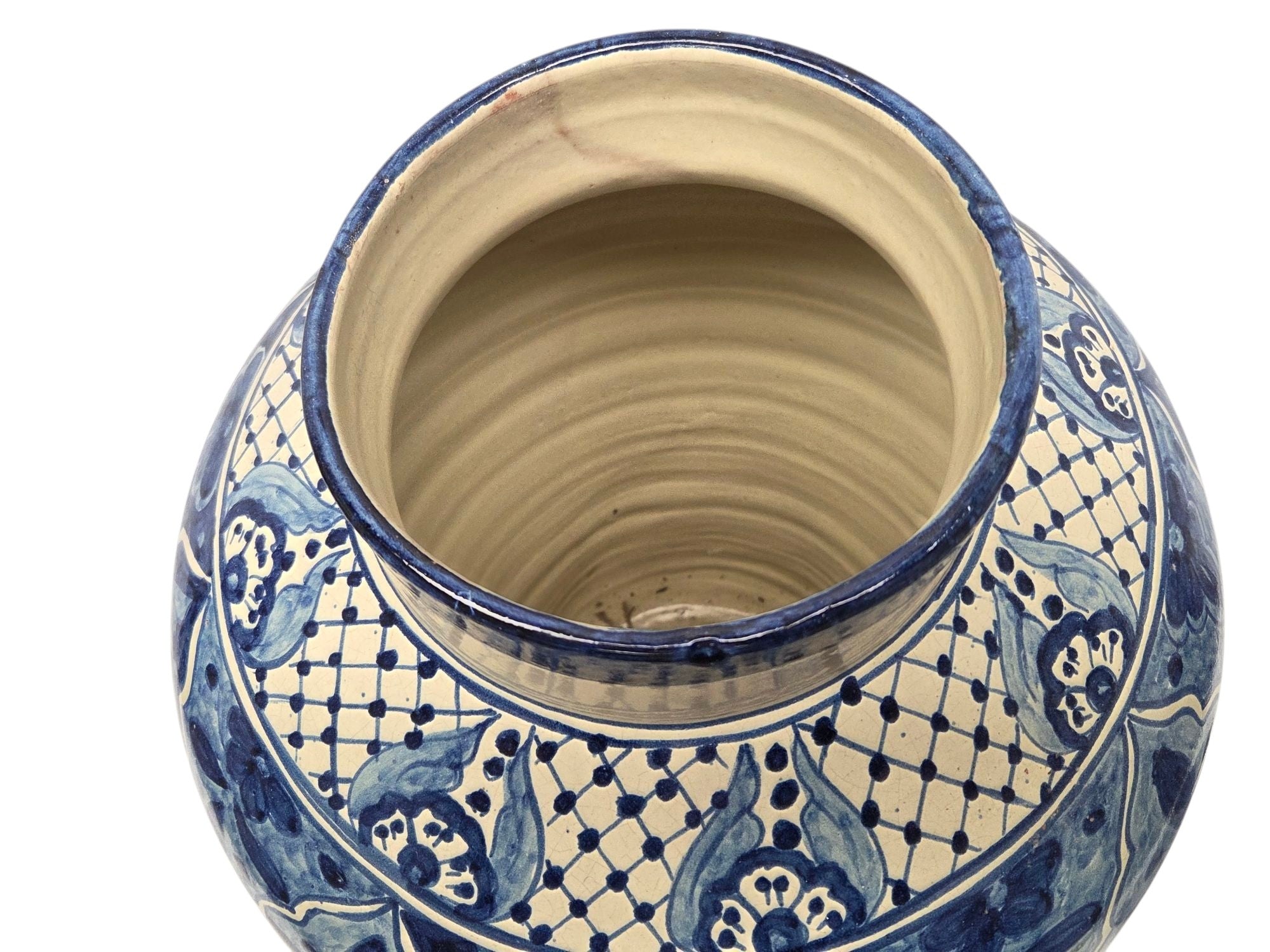 A Pair of Lg Artist Signed Hand Painted Talavera Lidded Ginger Jars