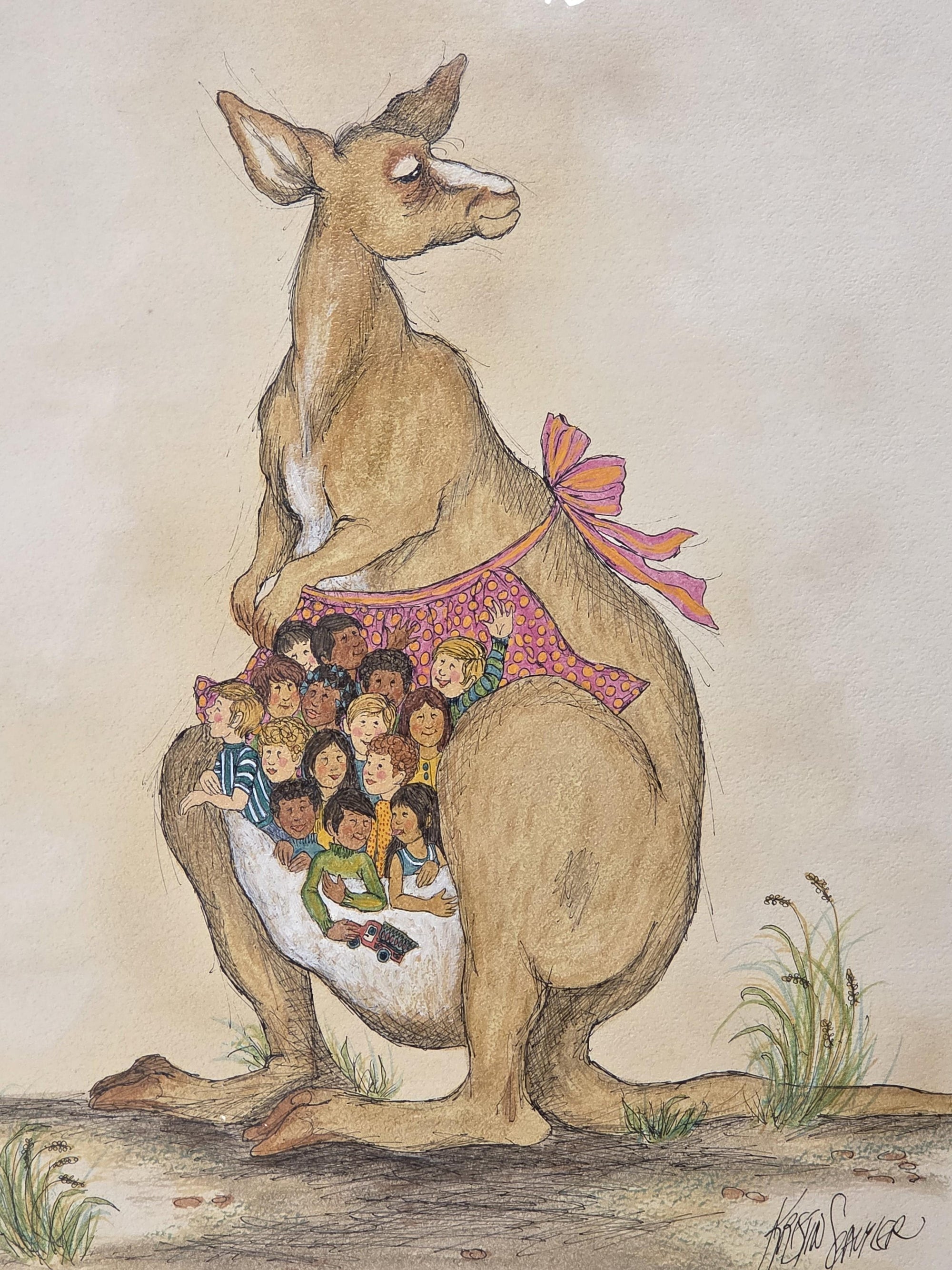 KRISTIN SCHUYLER  KANGAROO ILLUSTRATION IN COLOR