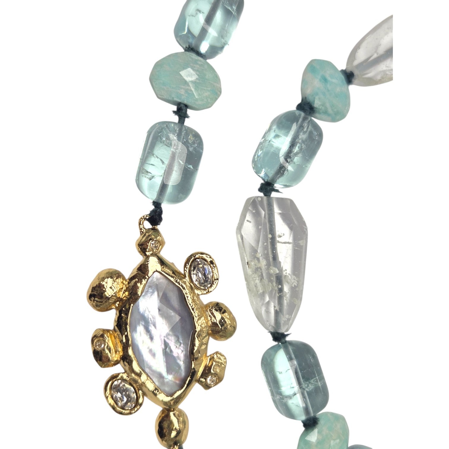 FREE SHIPPING - Alexis Bittar Statement Necklace Aquamarine beads Rhinestones