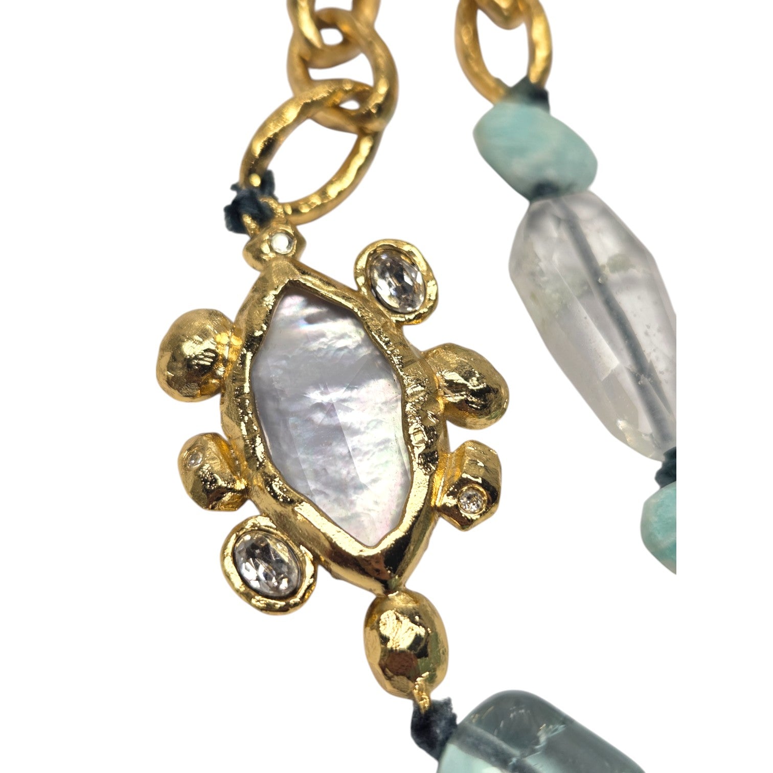 FREE SHIPPING - Alexis Bittar Statement Necklace Aquamarine beads Rhinestones