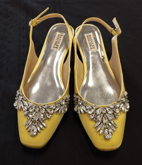 BADGLEY MISCHKA JEWELED TOE SLING BACK SANDALS SIZE 9.5