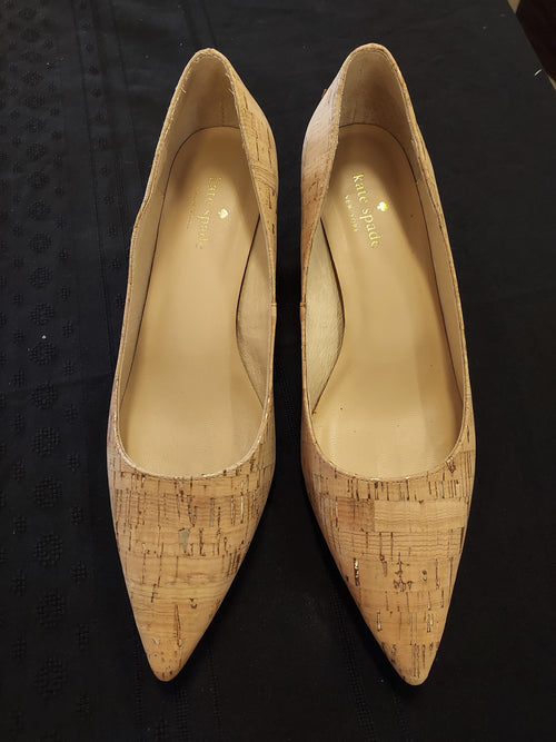 KATE SPADE AERIAL BLOCK HEEL CORK LOW HEELED PUMPS SIZE 8.5