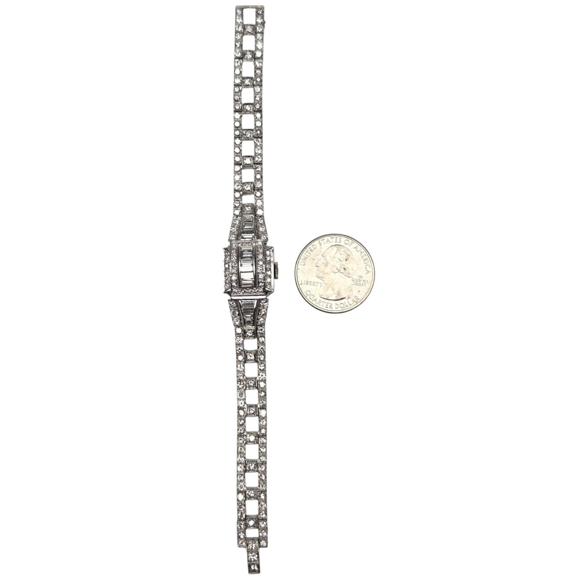 VINTAGE PLATINUM AND DIAMOND 5CT BRACELET WATCH
