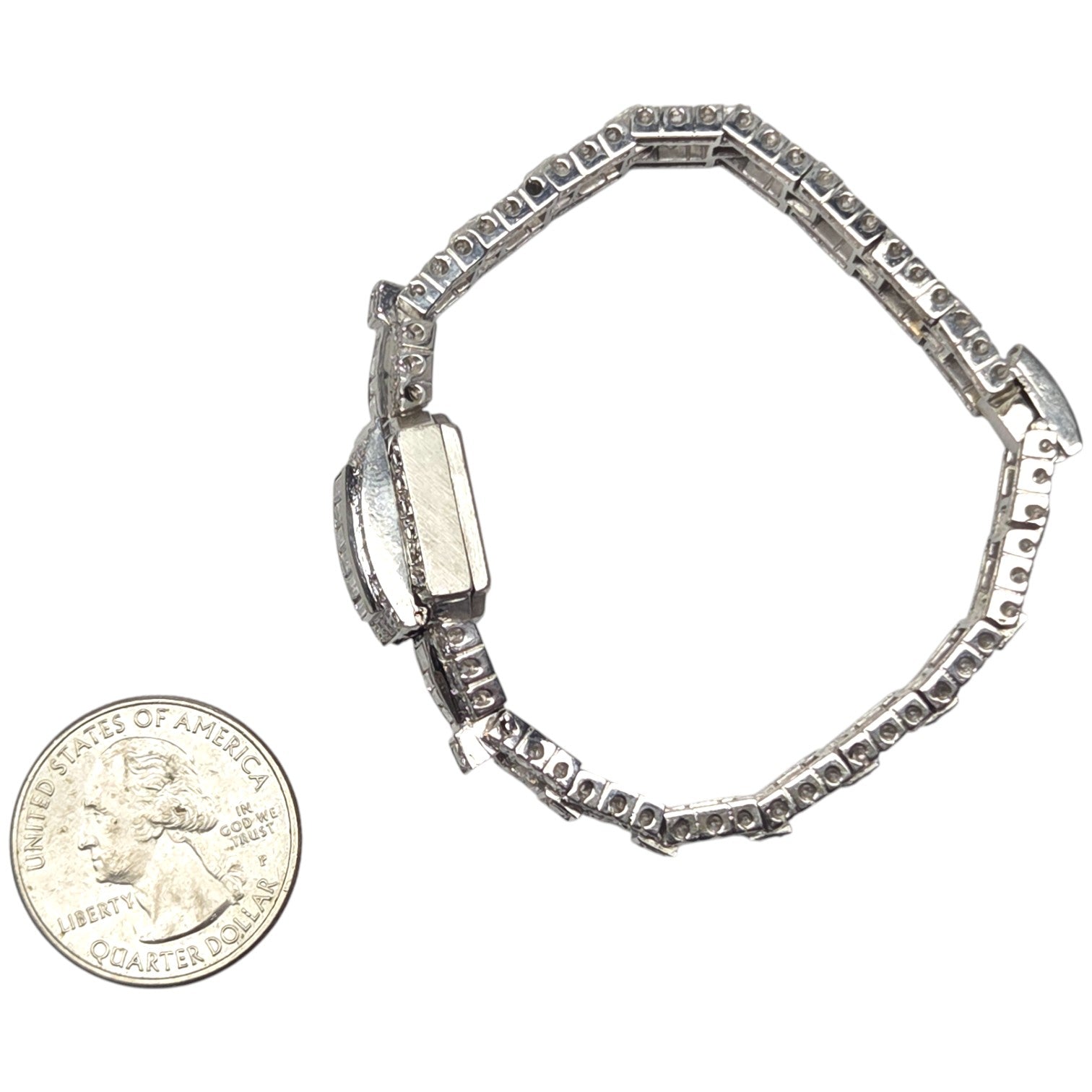 VINTAGE PLATINUM AND DIAMOND 5CT BRACELET WATCH