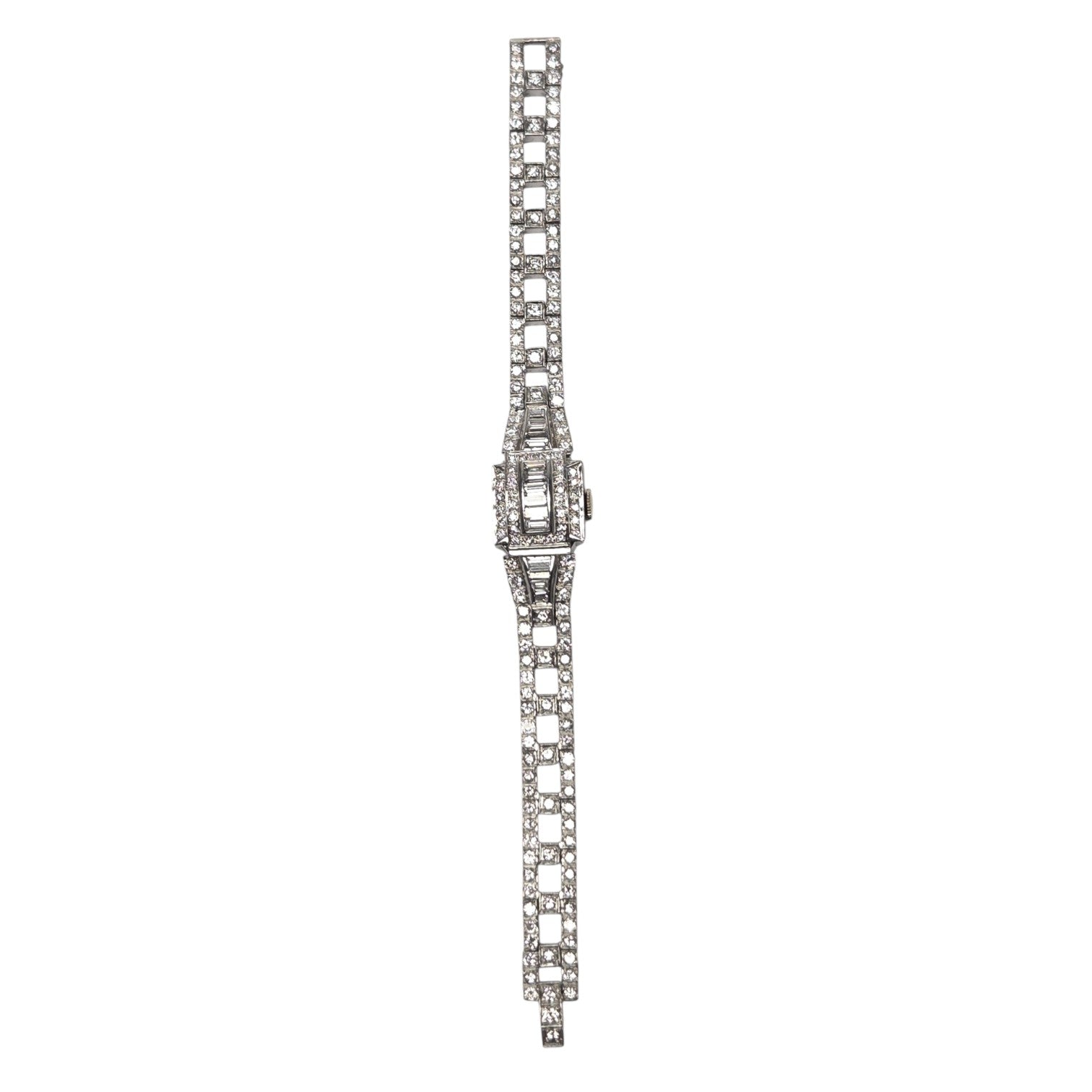 VINTAGE PLATINUM AND DIAMOND 5CT BRACELET WATCH