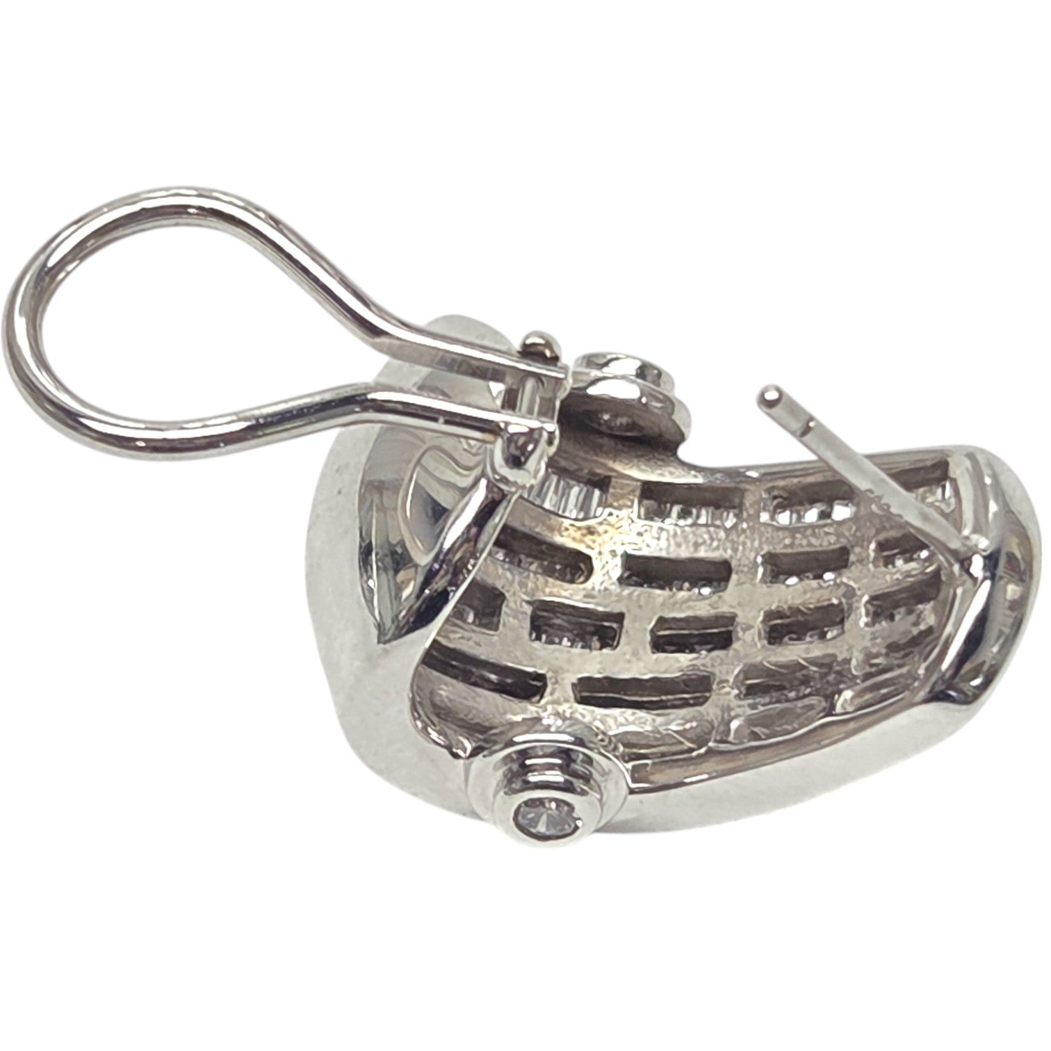 PAIR OF DIAMOND EARRINGS: WHITE GOLD W/ 4cts BAGUETTES