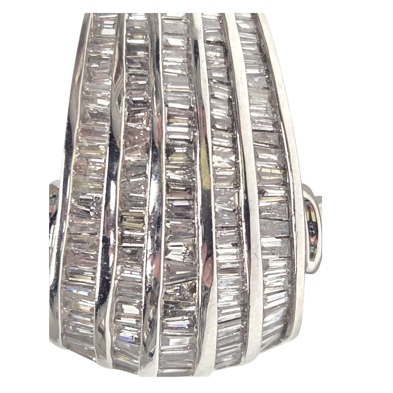 PAIR OF DIAMOND EARRINGS: WHITE GOLD W/ 4cts BAGUETTES