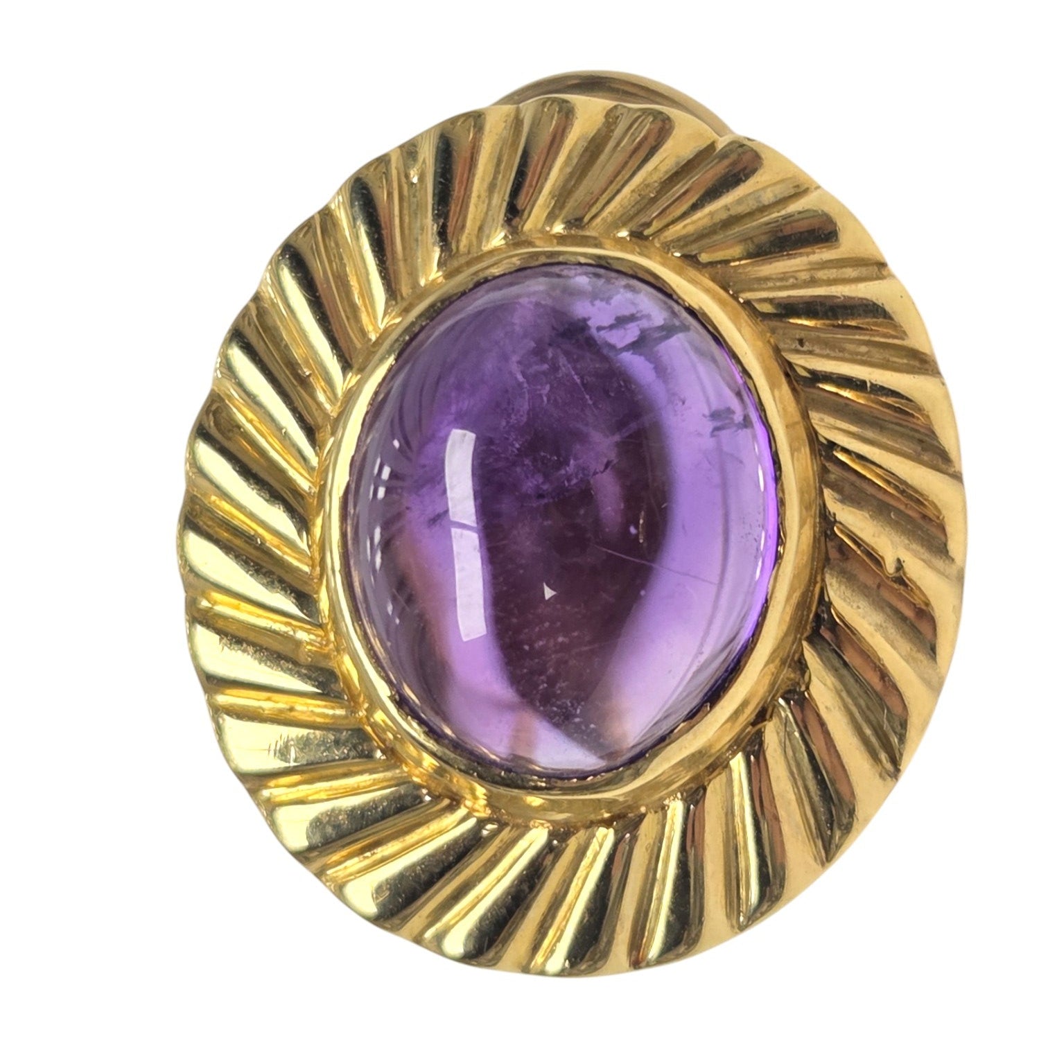 PAIR 18KT GOLD AMETHYST CABOCHON EARRINGS BY J. ARAGON