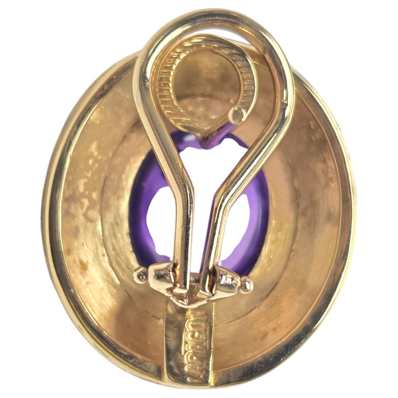 PAIR 18KT GOLD AMETHYST CABOCHON EARRINGS BY J. ARAGON