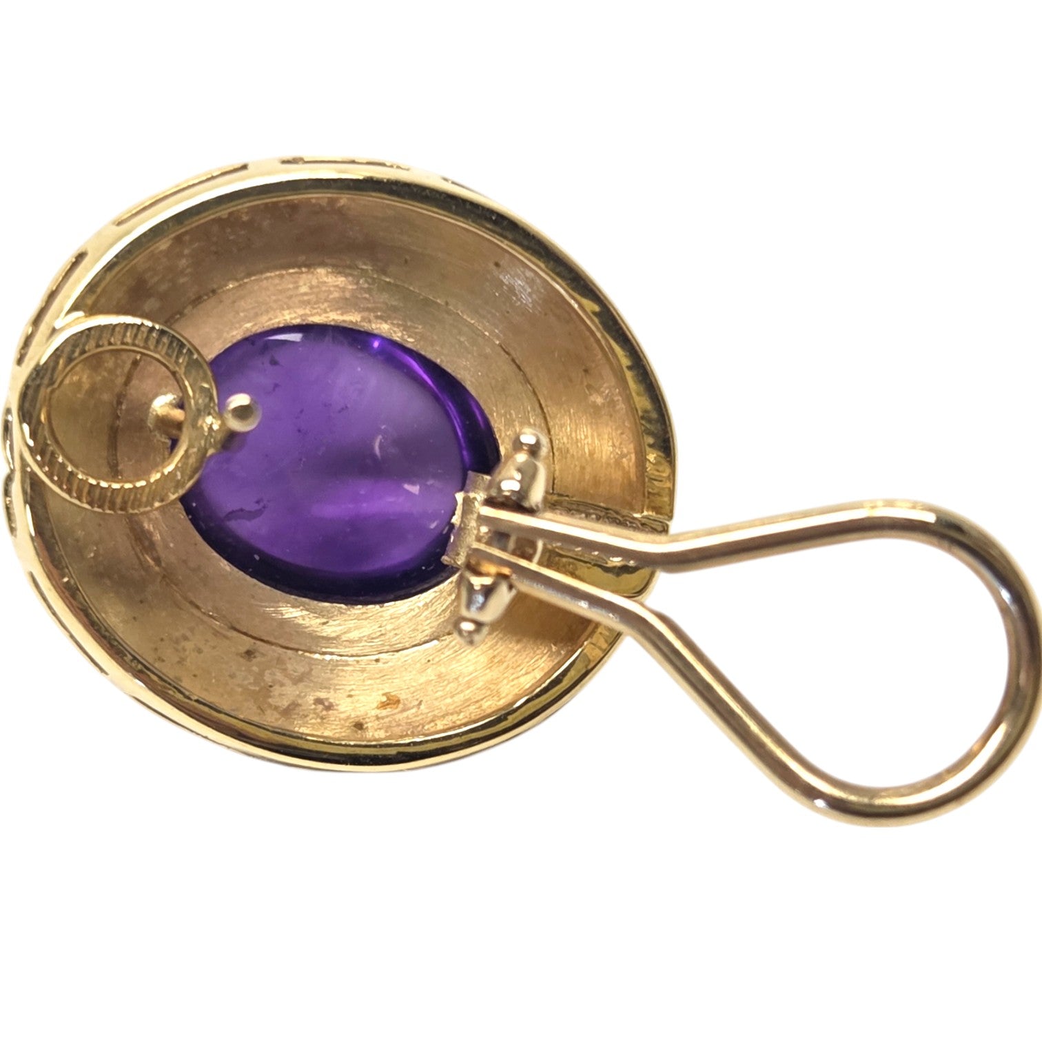 PAIR 18KT GOLD AMETHYST CABOCHON EARRINGS BY J. ARAGON