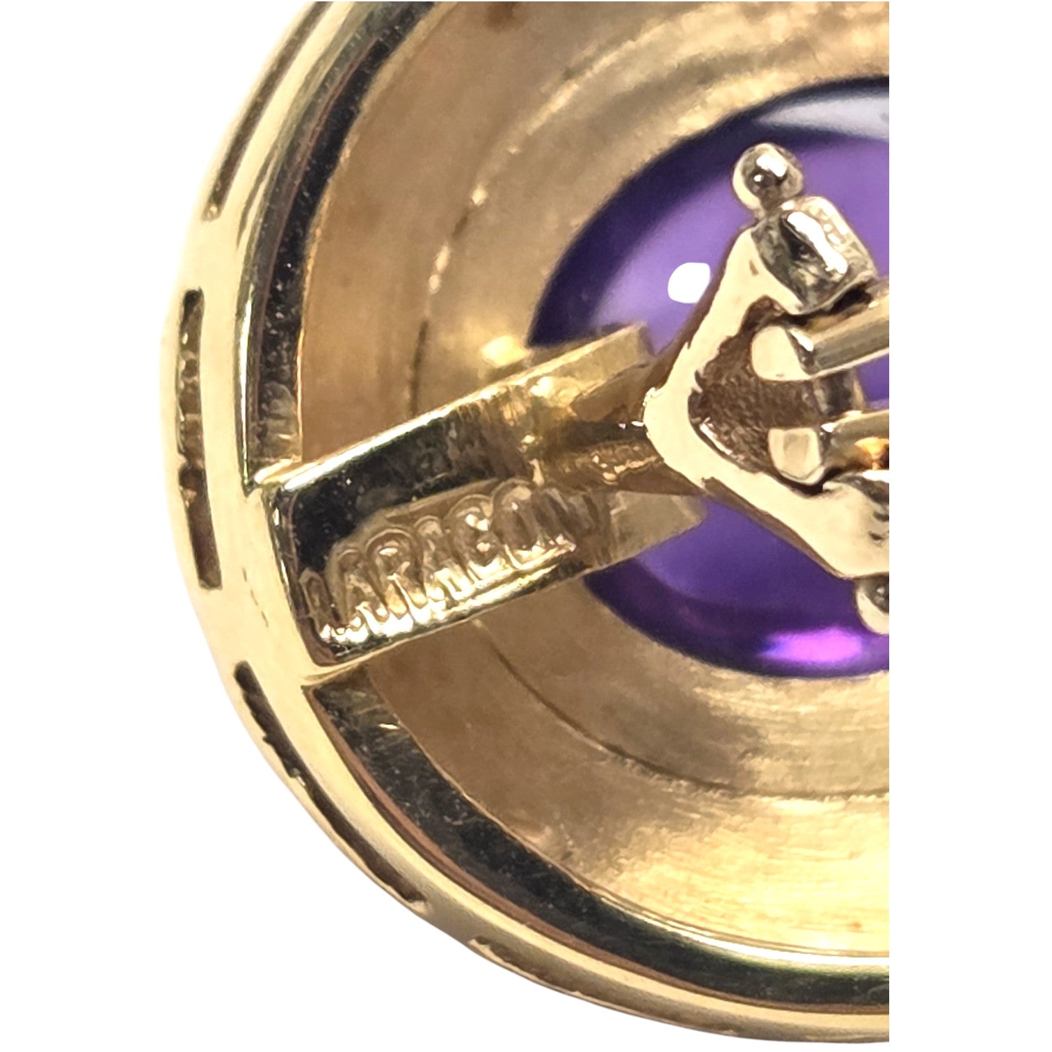 PAIR 18KT GOLD AMETHYST CABOCHON EARRINGS BY J. ARAGON