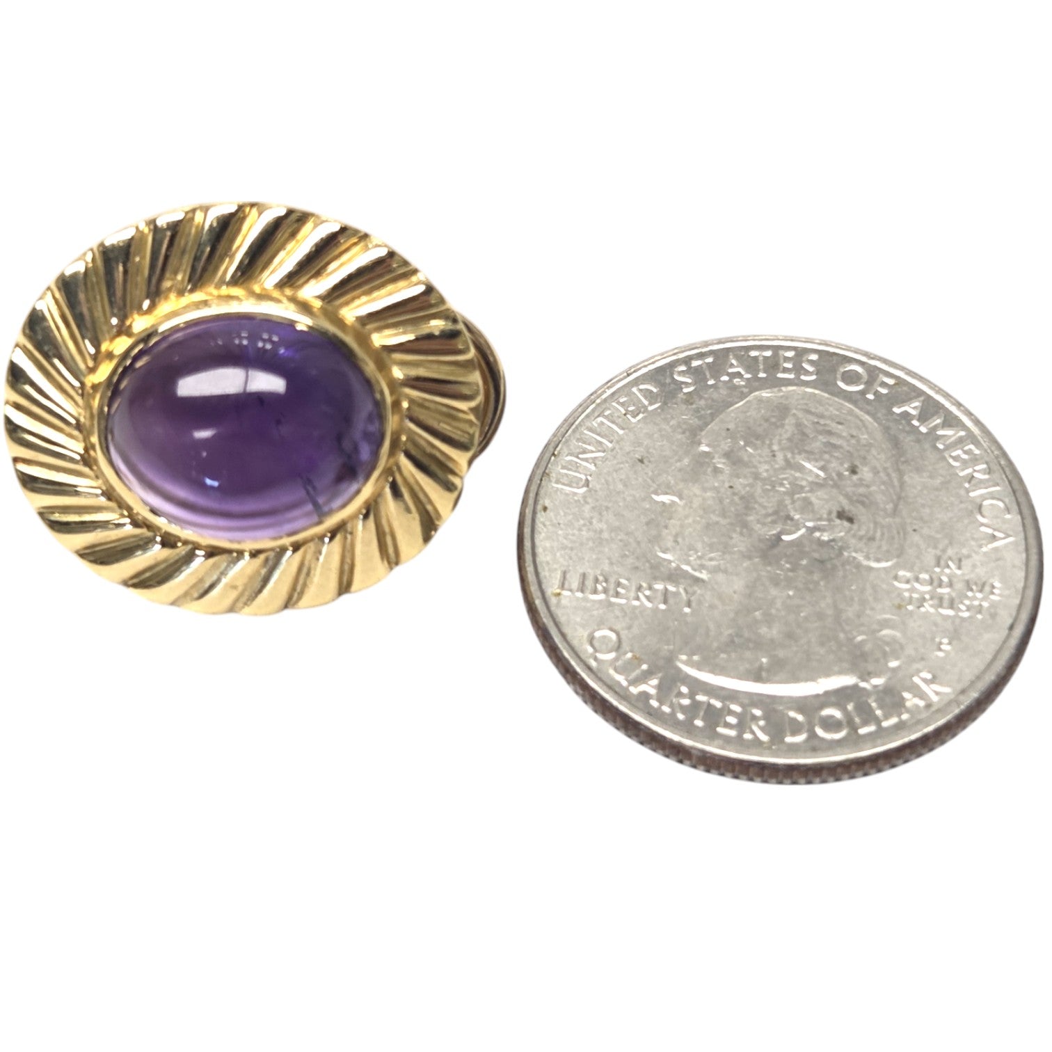 PAIR 18KT GOLD AMETHYST CABOCHON EARRINGS BY J. ARAGON