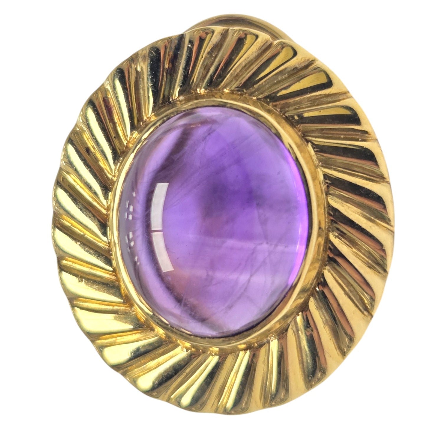 PAIR 18KT GOLD AMETHYST CABOCHON EARRINGS BY J. ARAGON