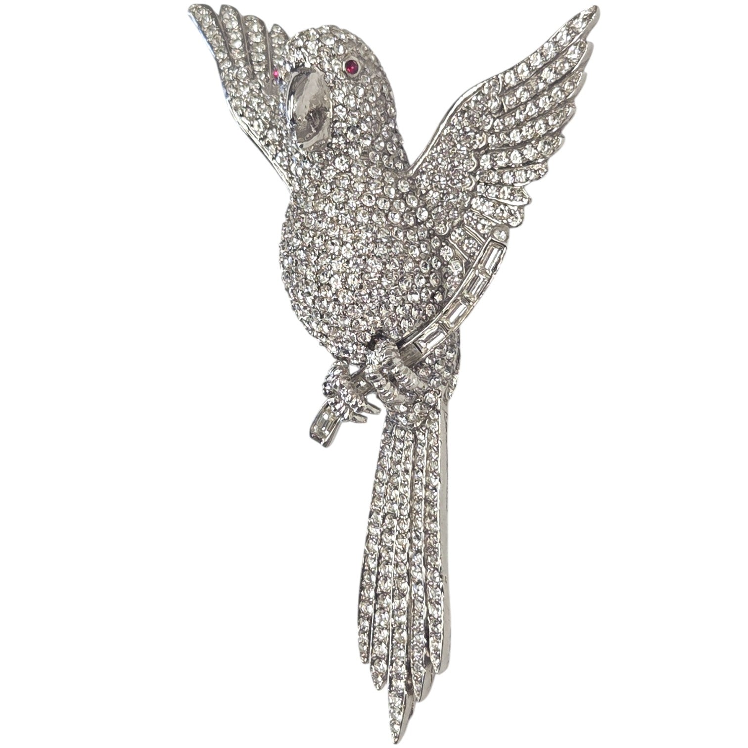 FREE SHIPPING - Large 4.5" L Signed Ciner Parrot Brooch