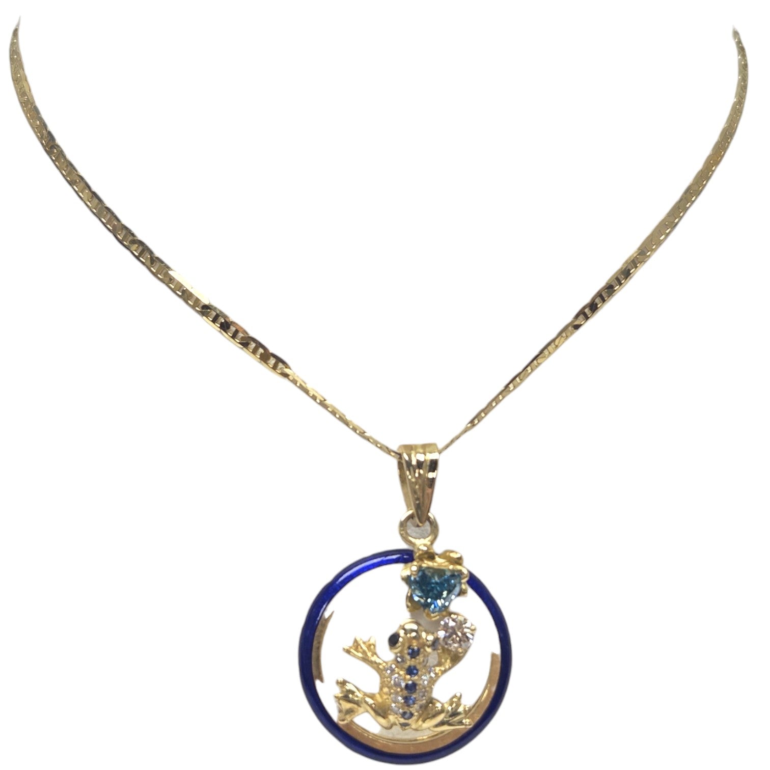 JOSE ARAGON ORIGINAL 18KT GOLD FROG PENDANT NECKLACE