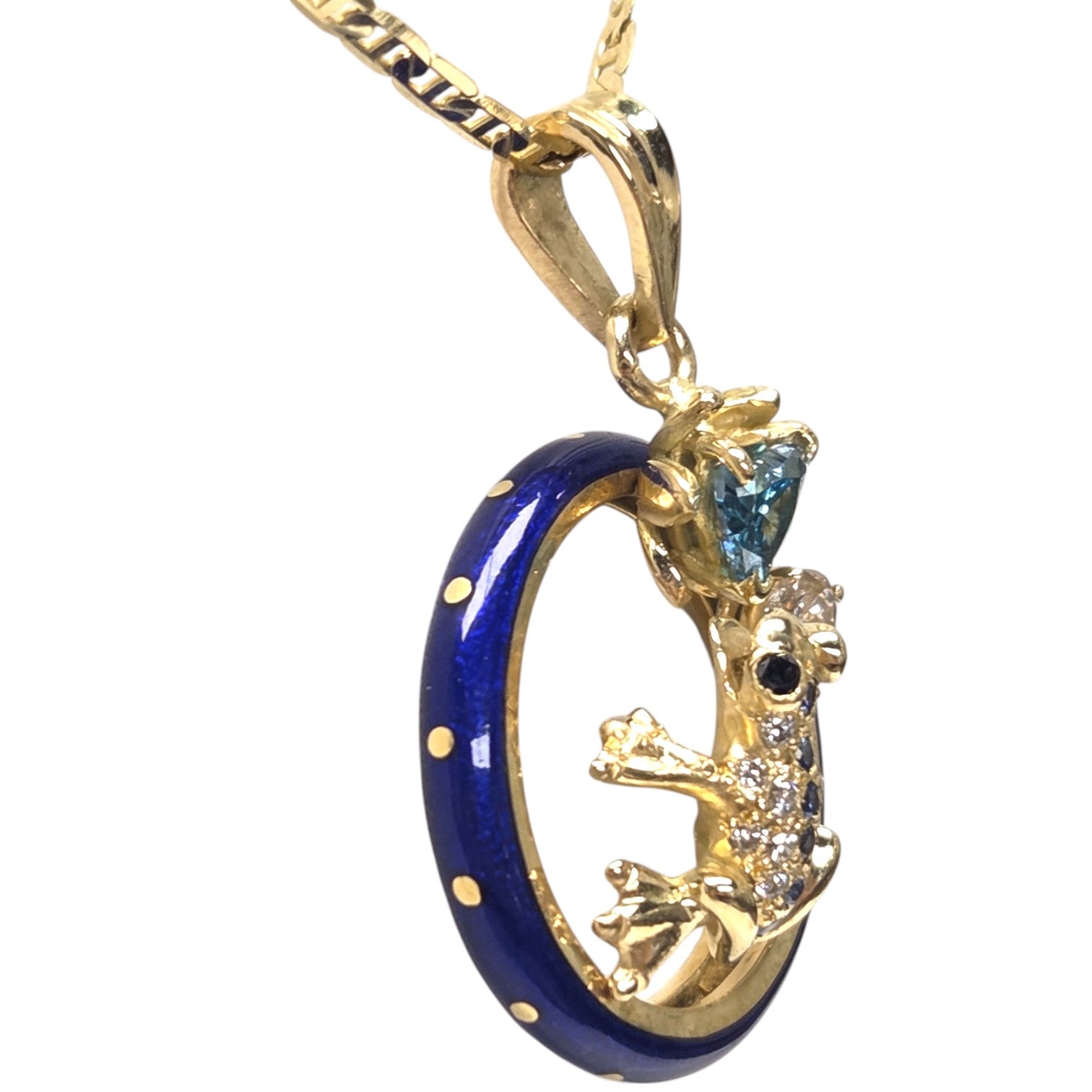 JOSE ARAGON ORIGINAL 18KT GOLD FROG PENDANT NECKLACE