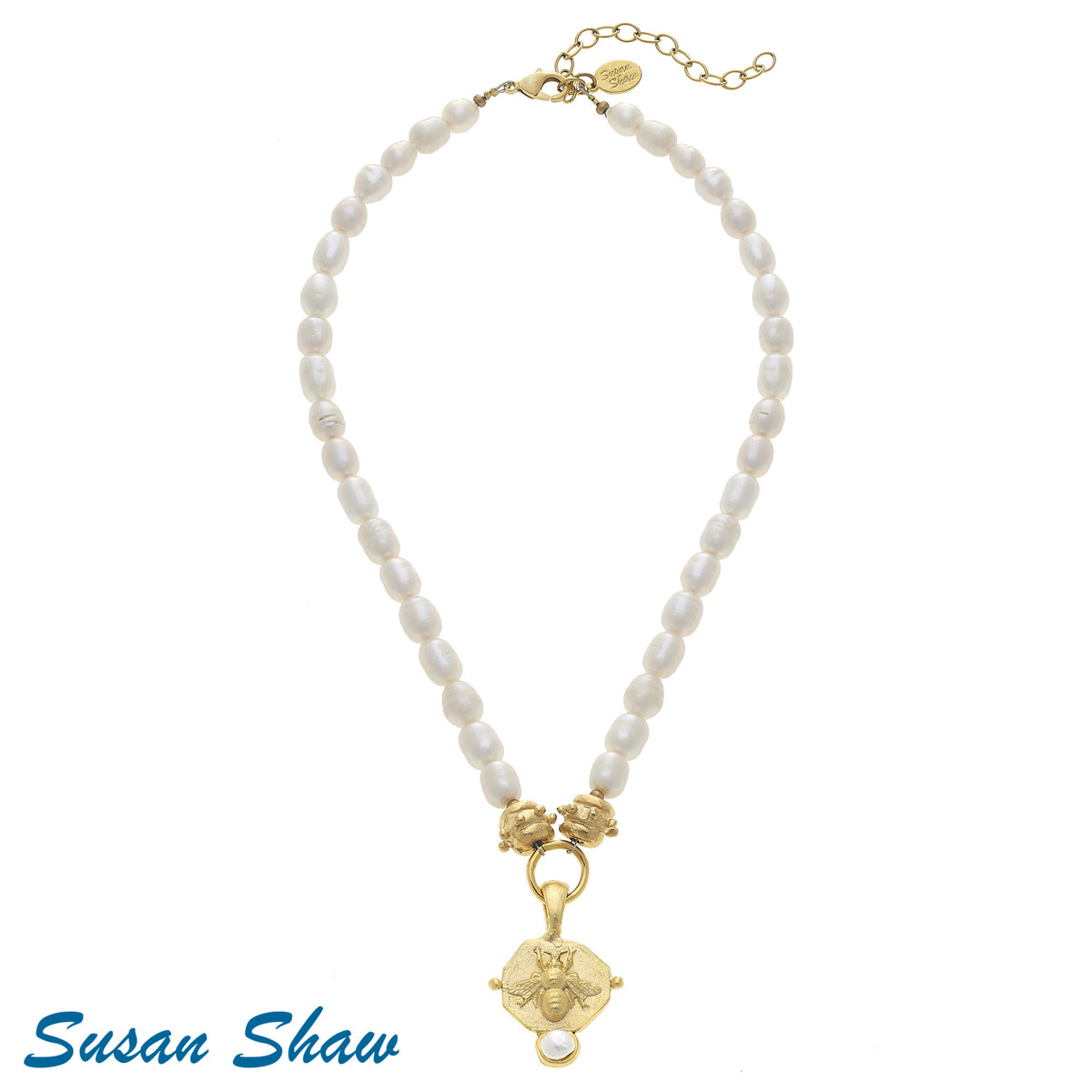 SUSAN SHAW  FRESHWATER PEARL WITH HANDCAST BEE