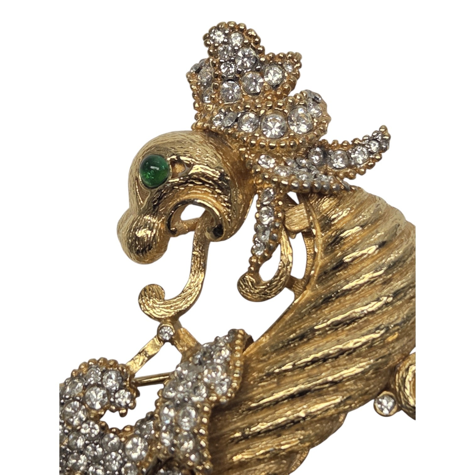 FREE SHIPPING - Ciner Gold Finished Dragon Brooch W/ Rhinestones