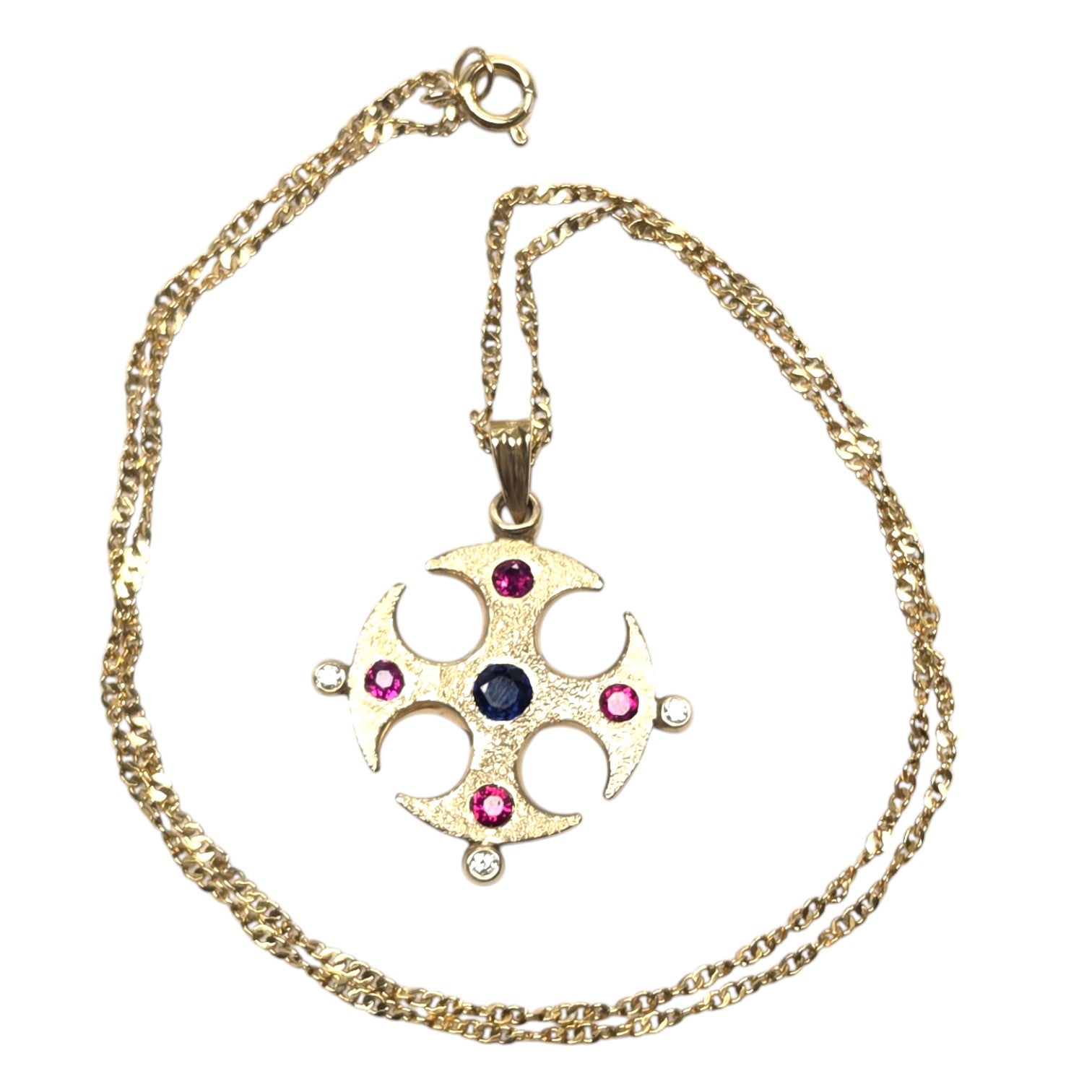 JOSE ARAGON ORIGINAL 18KT GOTHIC CROSS PENDANT NECKLACE