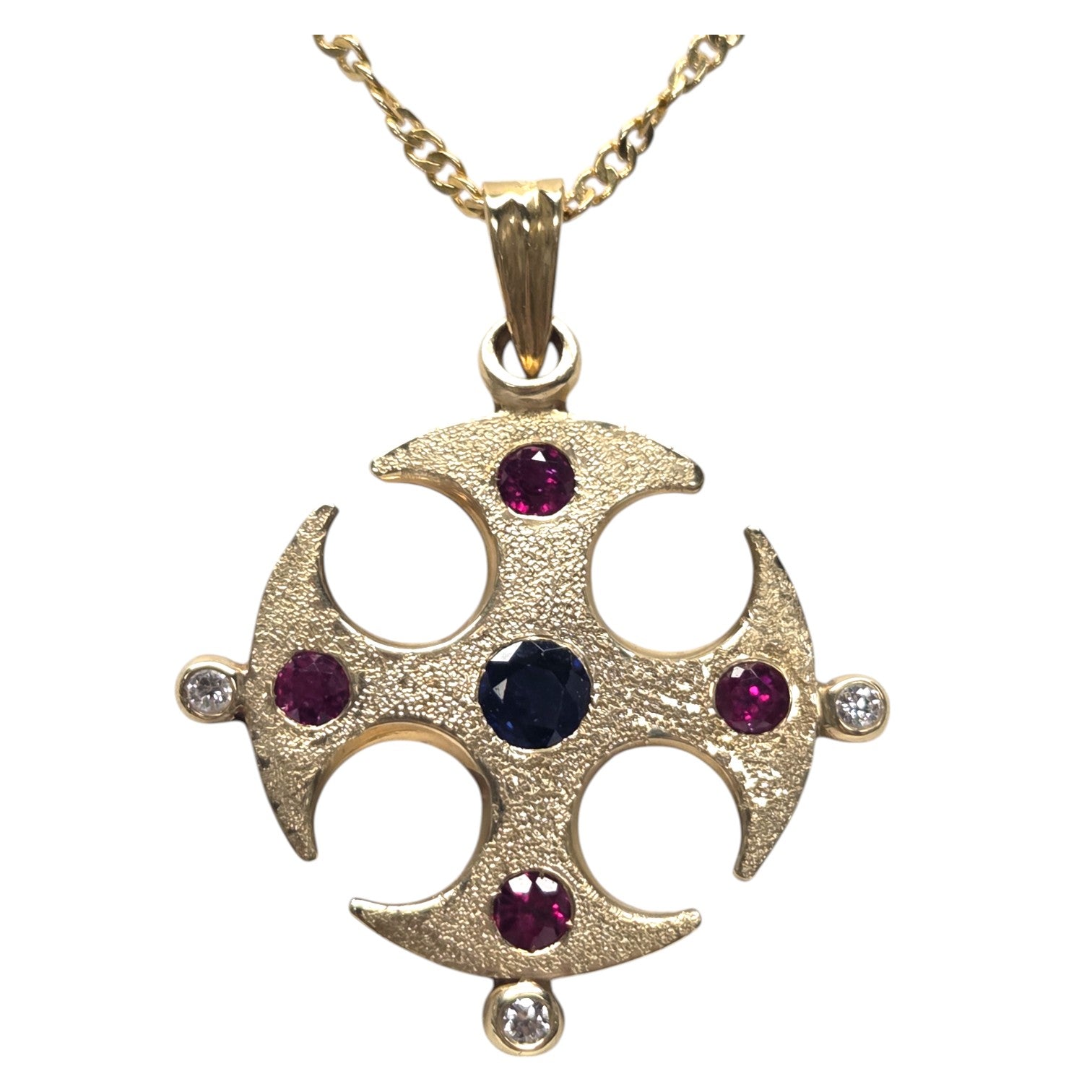 JOSE ARAGON ORIGINAL 18KT GOTHIC CROSS PENDANT NECKLACE