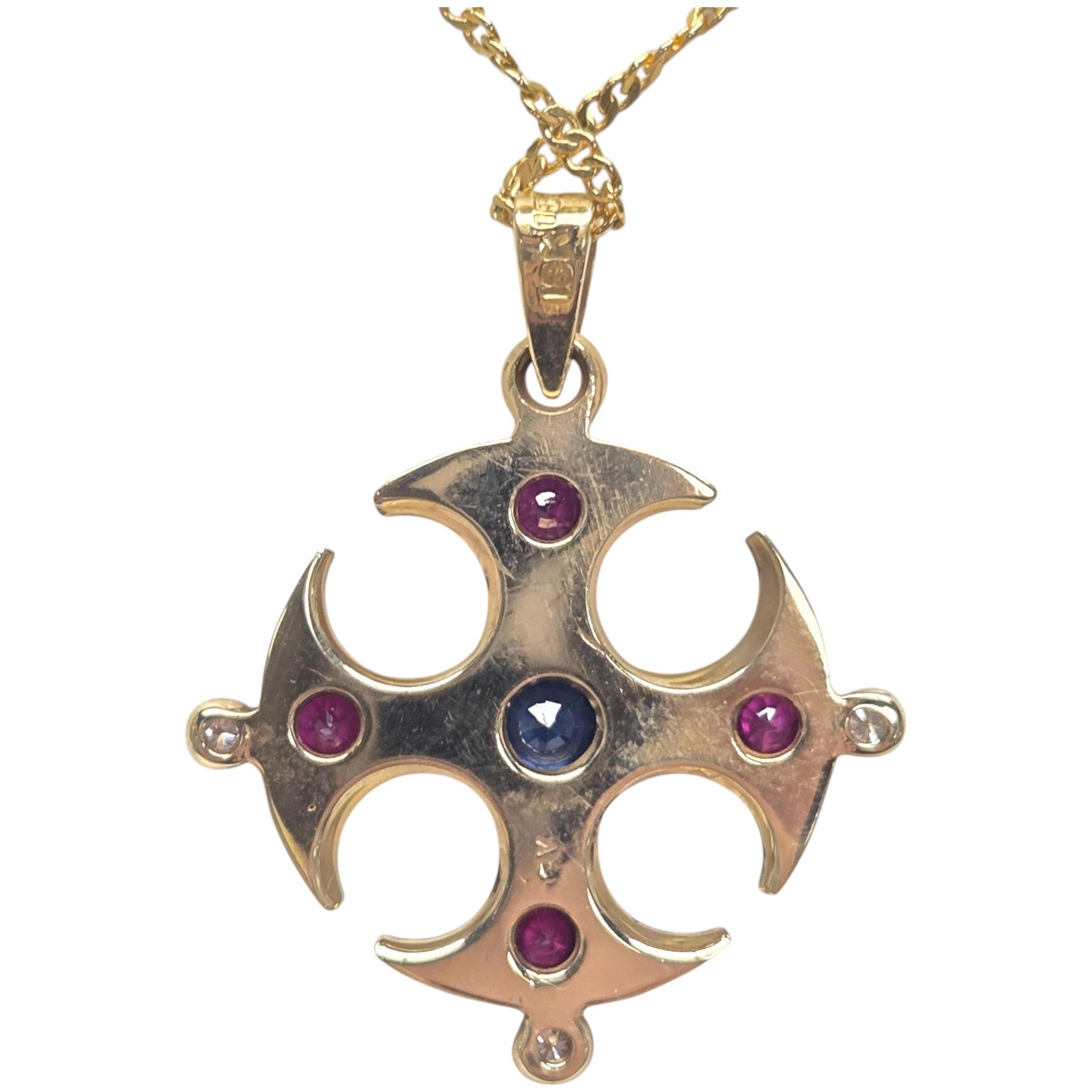 JOSE ARAGON ORIGINAL 18KT GOTHIC CROSS PENDANT NECKLACE