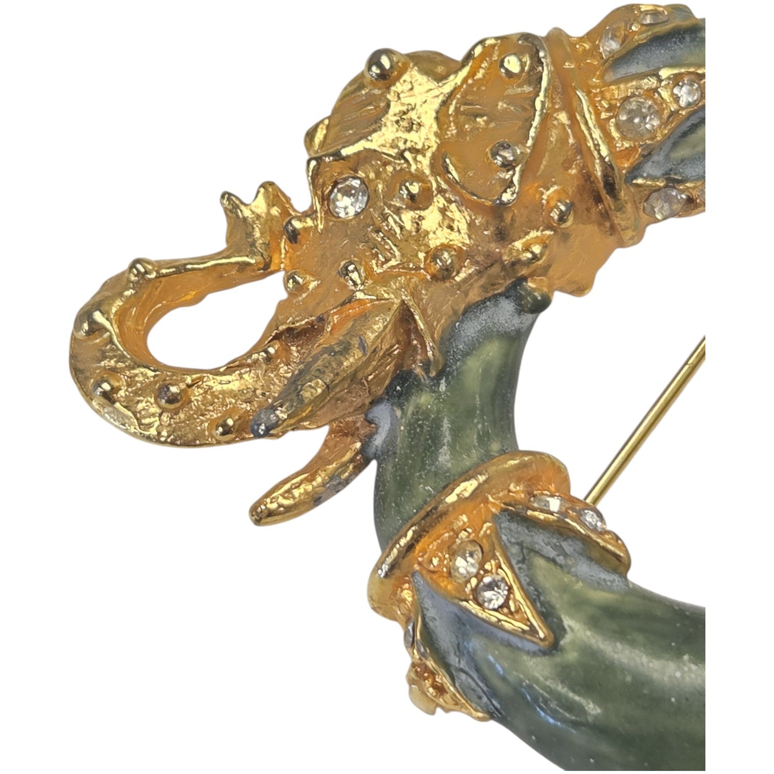 FREE SHIPPING - Kenneth J. Lane Green Enamel Elephant Brooch