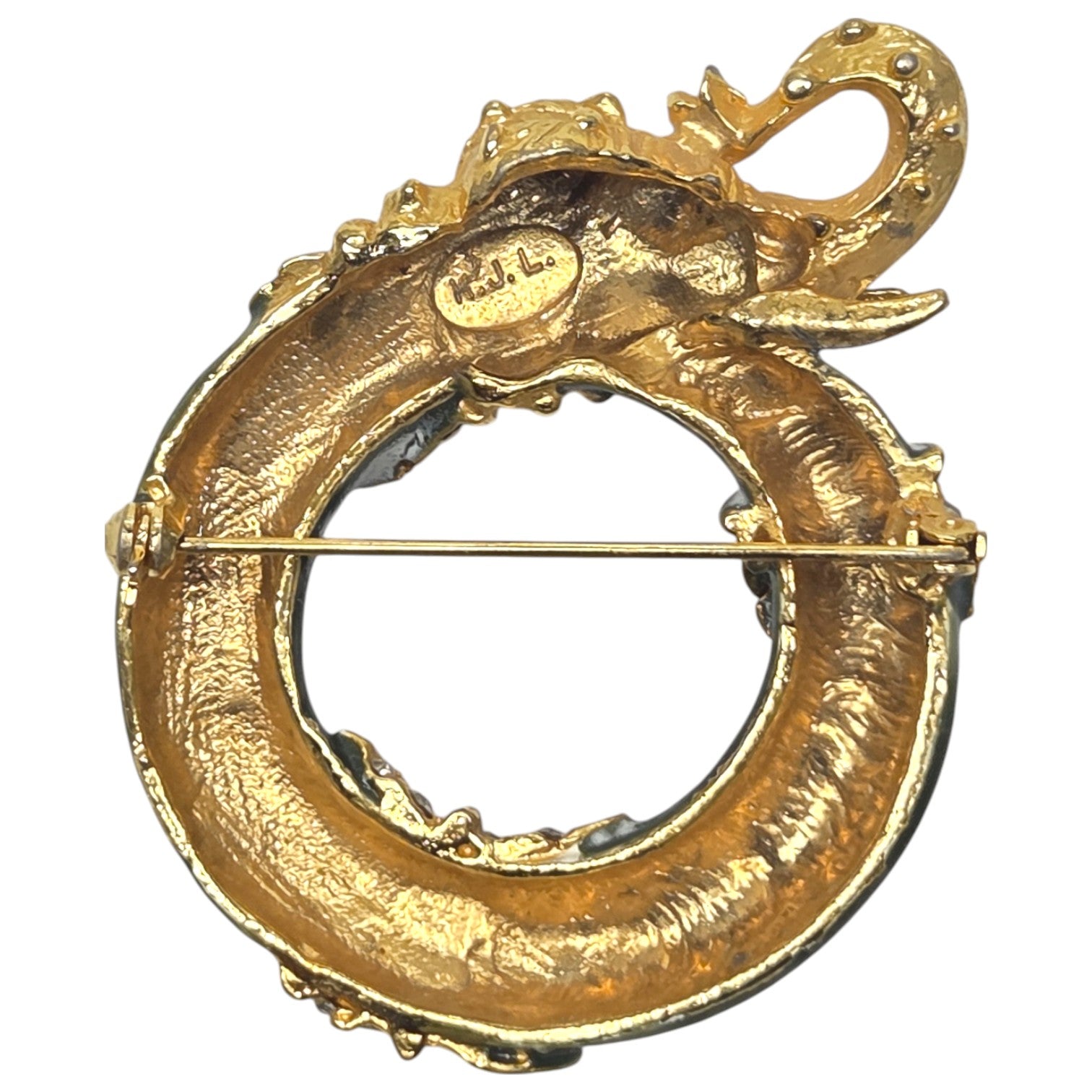 FREE SHIPPING - Kenneth J. Lane Green Enamel Elephant Brooch