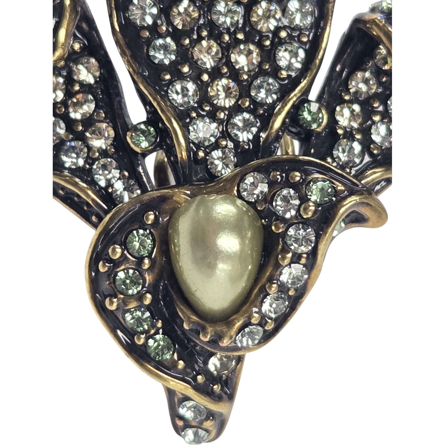 FREE SHIPPING - Vintage Heidi Daus Earrings W Lt Green Rhinestones