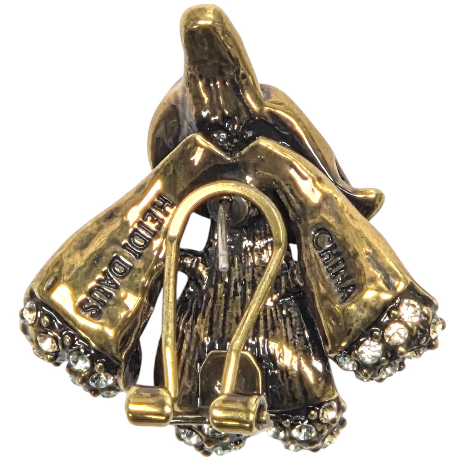 FREE SHIPPING - Vintage Heidi Daus Earrings W Lt Green Rhinestones