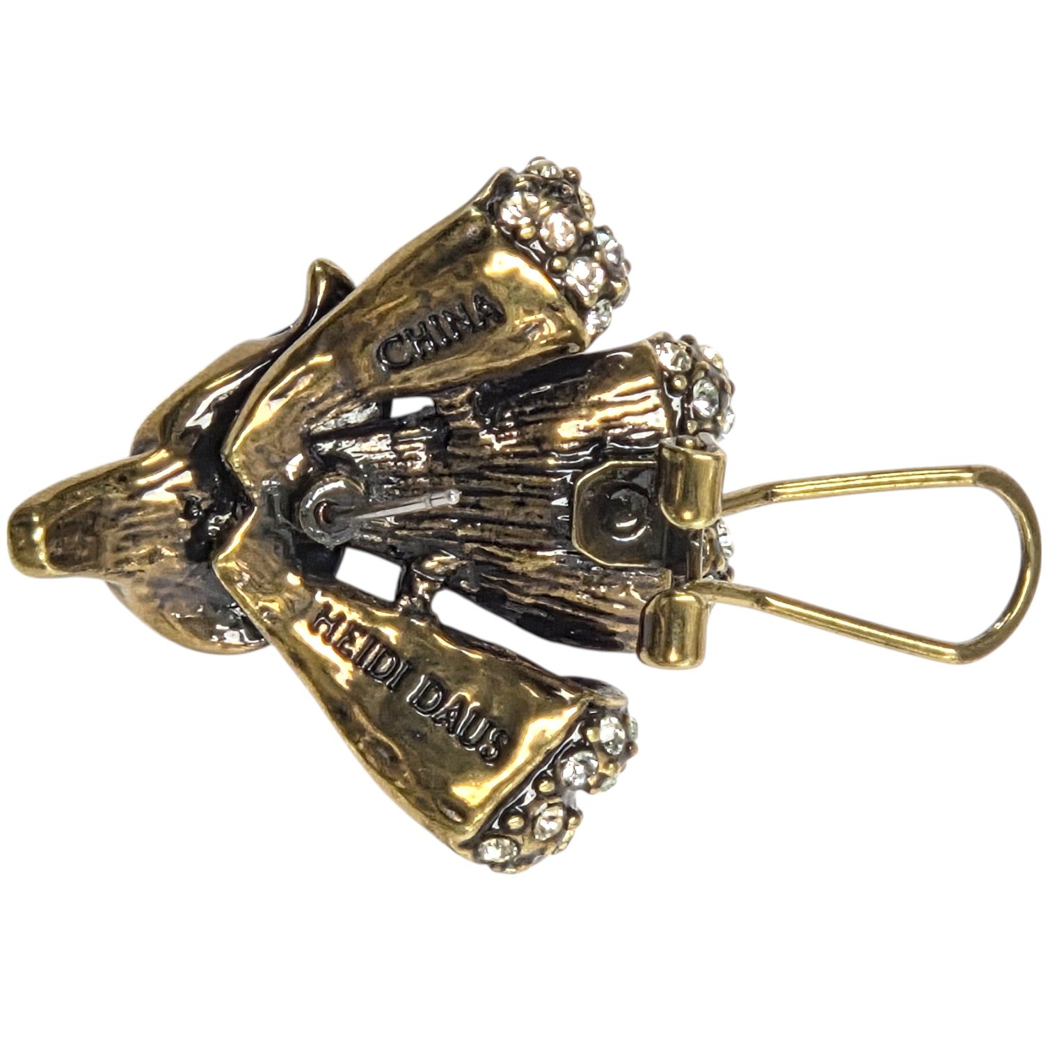 FREE SHIPPING - Vintage Heidi Daus Earrings W Lt Green Rhinestones