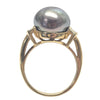 GREY FRESHWATER PEARL RING W/ BAGETTE DIAMONDS