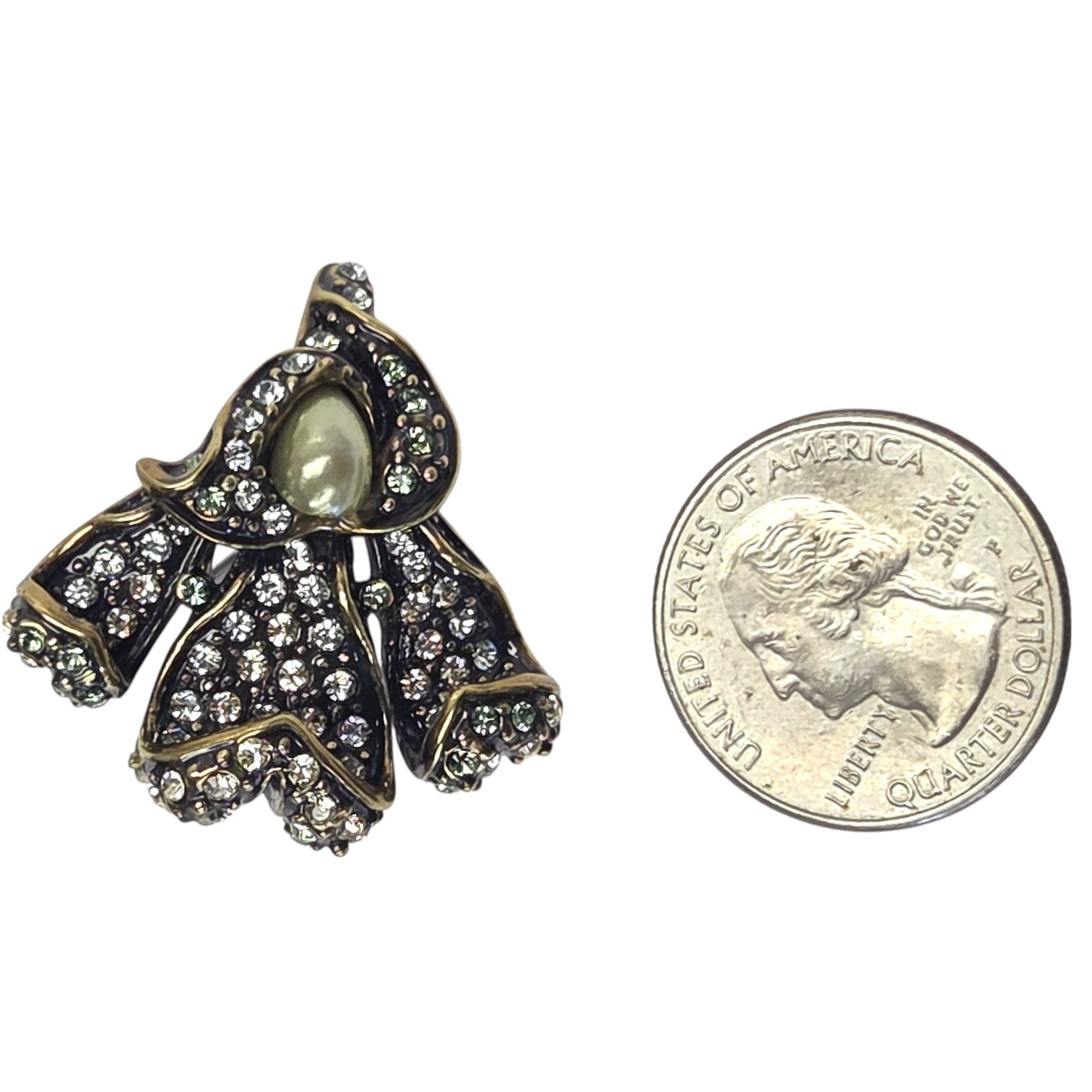 FREE SHIPPING - Vintage Heidi Daus Earrings W Lt Green Rhinestones