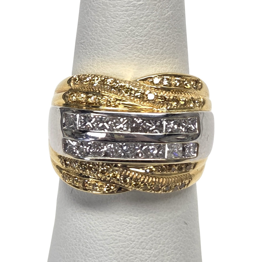 DIAMOND AND YELLOW SAPPHIRE 18K RING