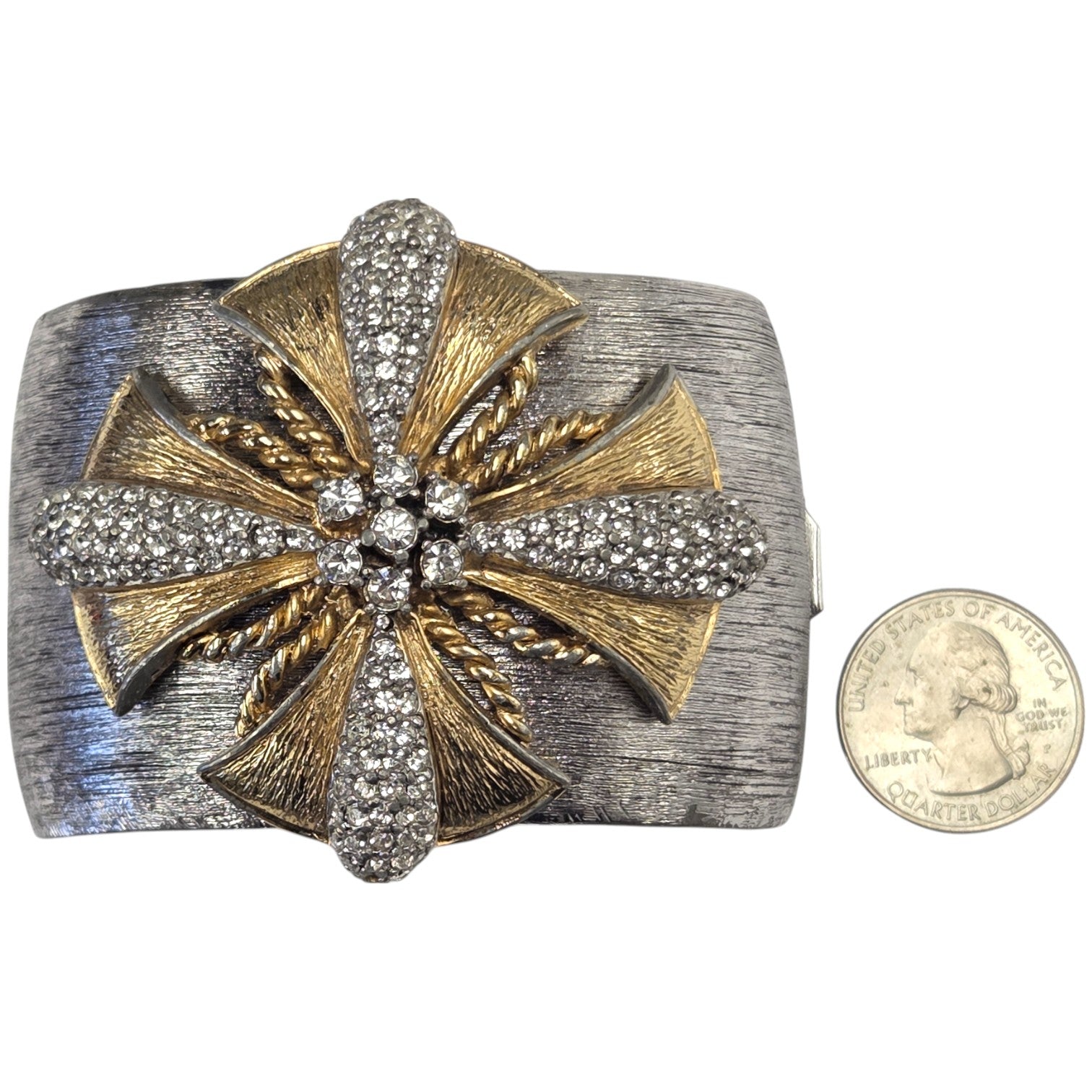 FREE SHIPPING Ciner Cuff Bracelet Maltese Cross & Rhinestones