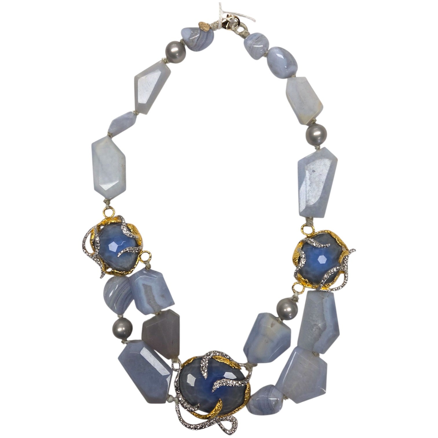 FREE SHIPPING - Alexis Bittar Statement Necklace, Agate, Rhinestone, Pearls