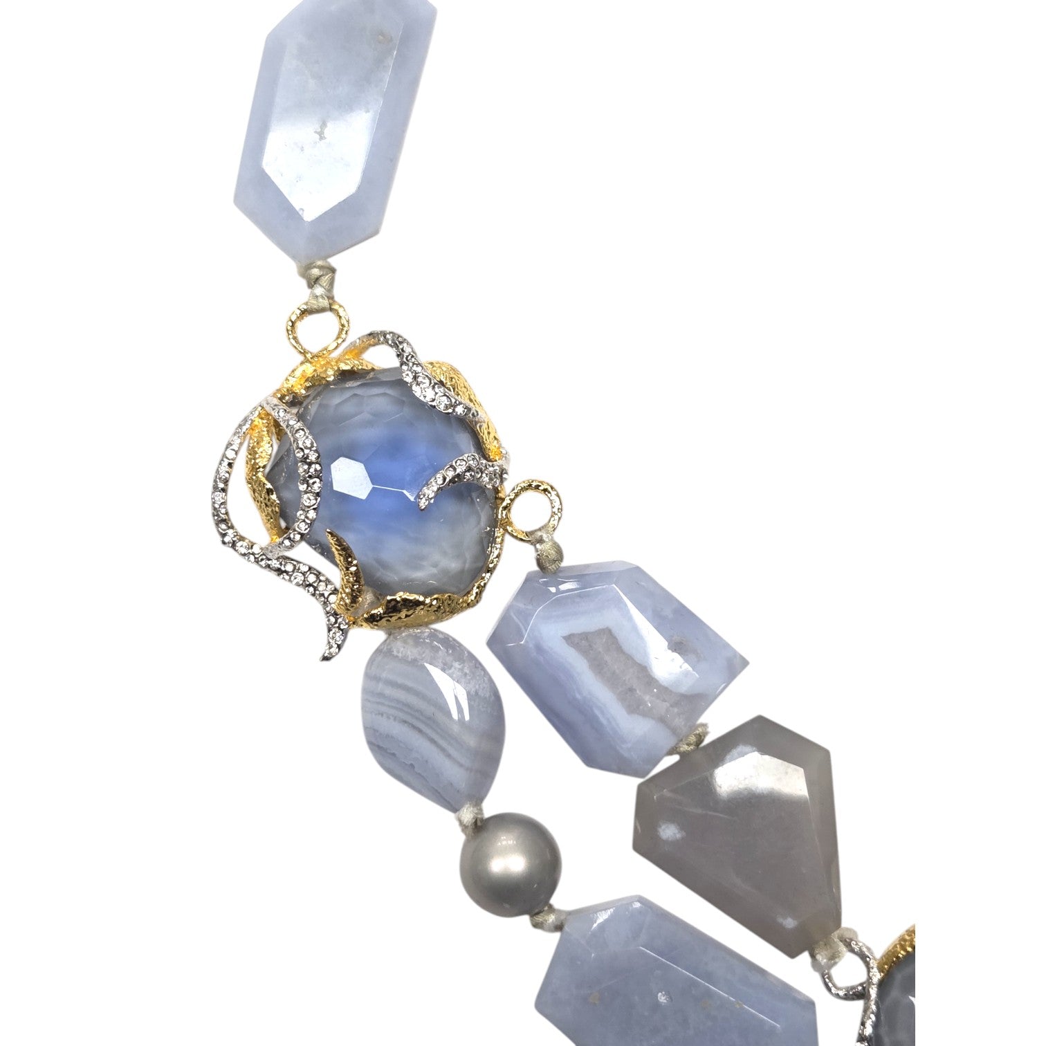 FREE SHIPPING - Alexis Bittar Statement Necklace, Agate, Rhinestone, Pearls