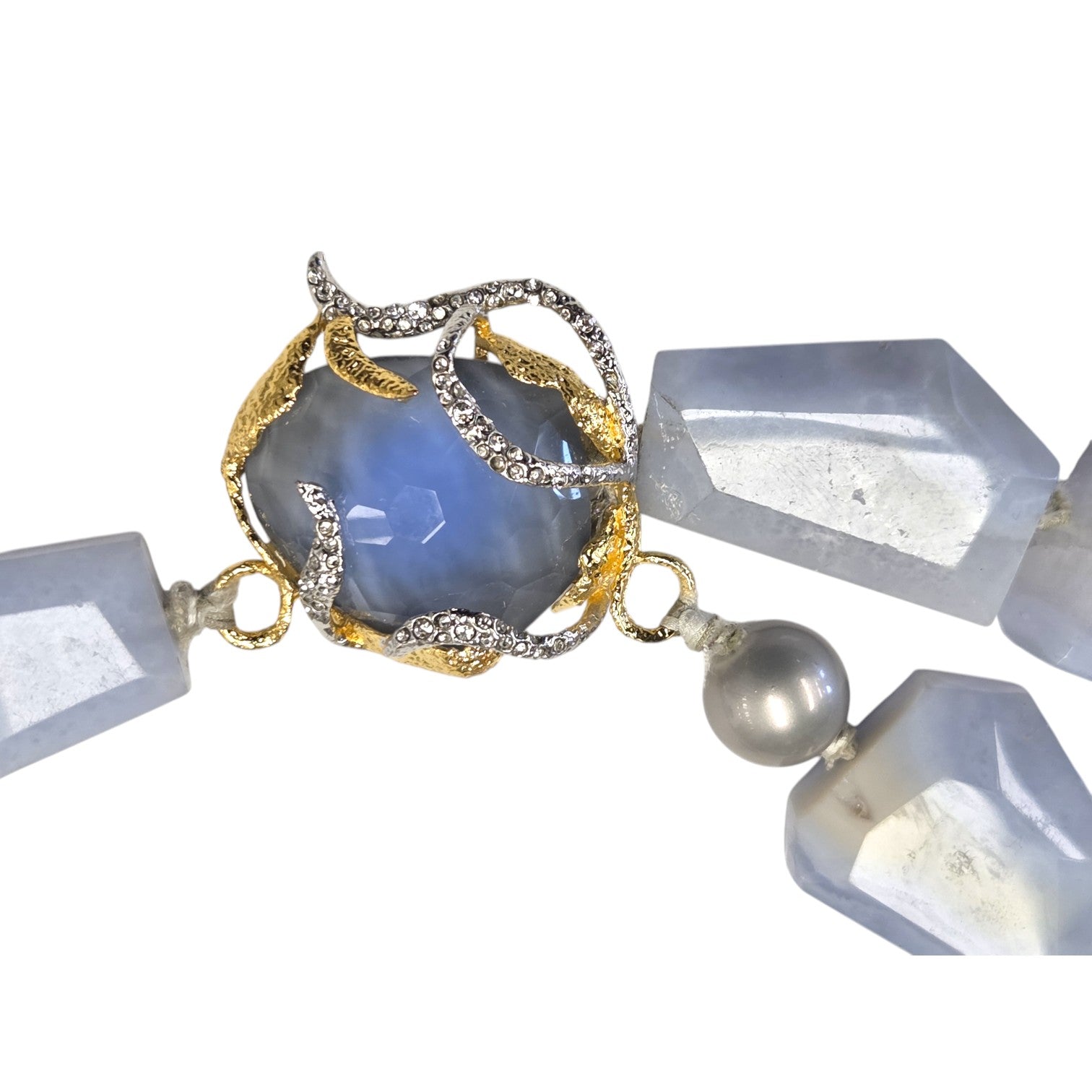 FREE SHIPPING - Alexis Bittar Statement Necklace, Agate, Rhinestone, Pearls