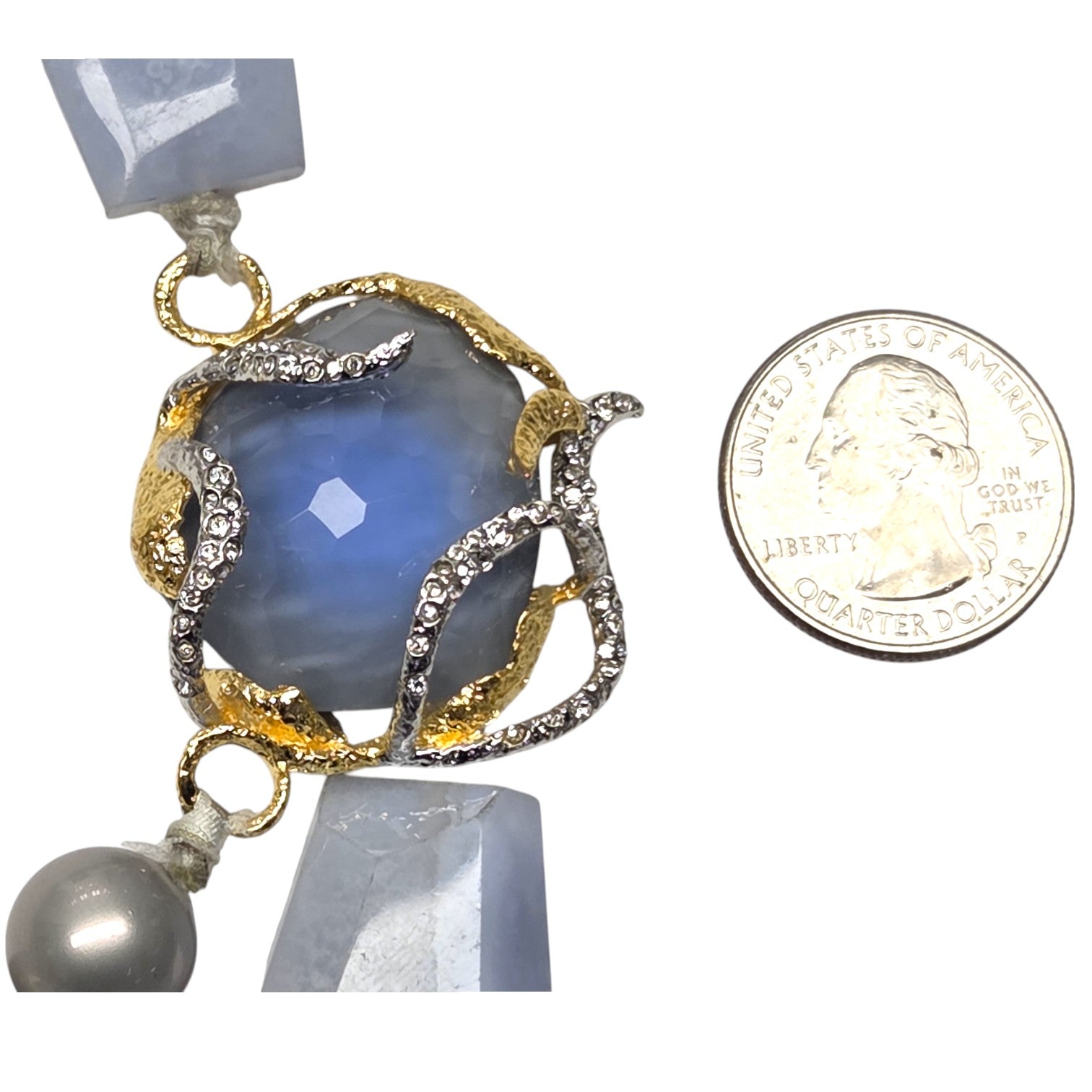 FREE SHIPPING - Alexis Bittar Statement Necklace, Agate, Rhinestone, Pearls