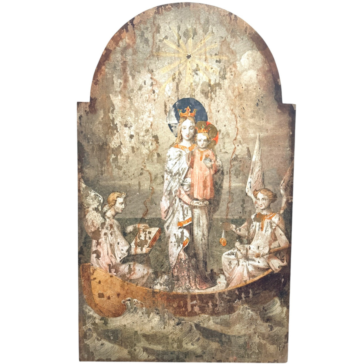 Madonna & Child on Decorative Wood Panel