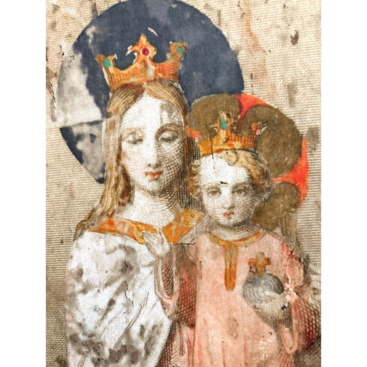 Madonna & Child on Decorative Wood Panel