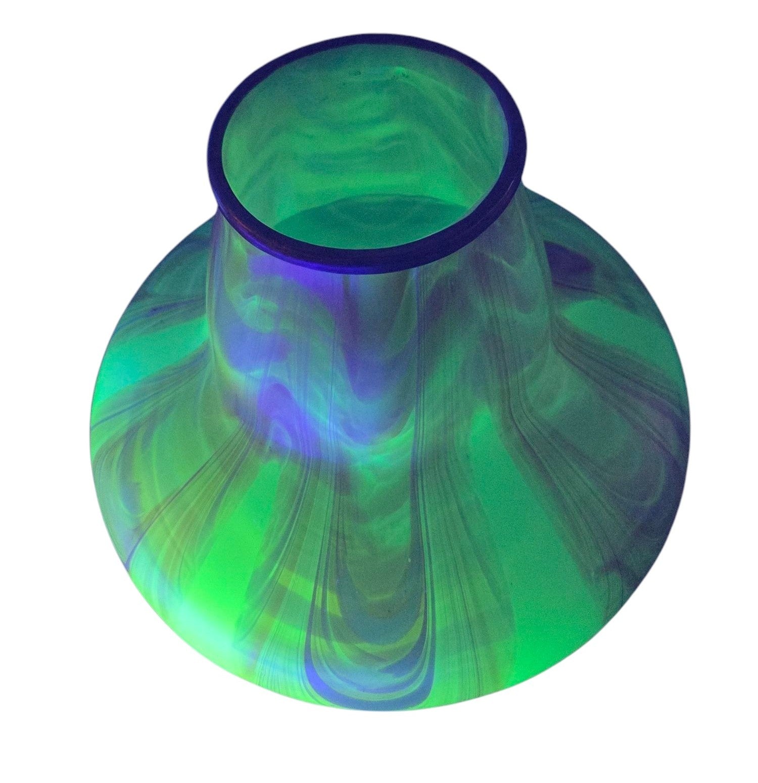 ART NOUVEAU URANIUM PULLED FEATHER ART GLASS VASE