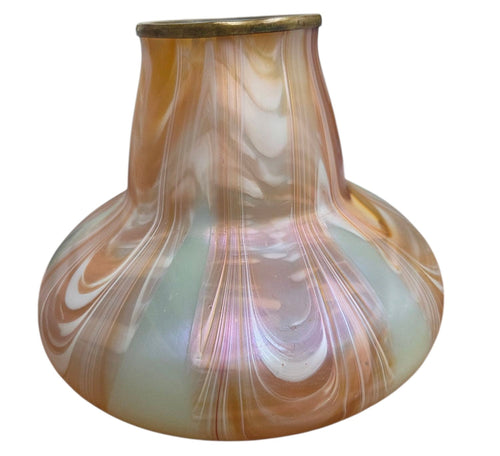 ART NOUVEAU URANIUM PULLED FEATHER ART GLASS VASE