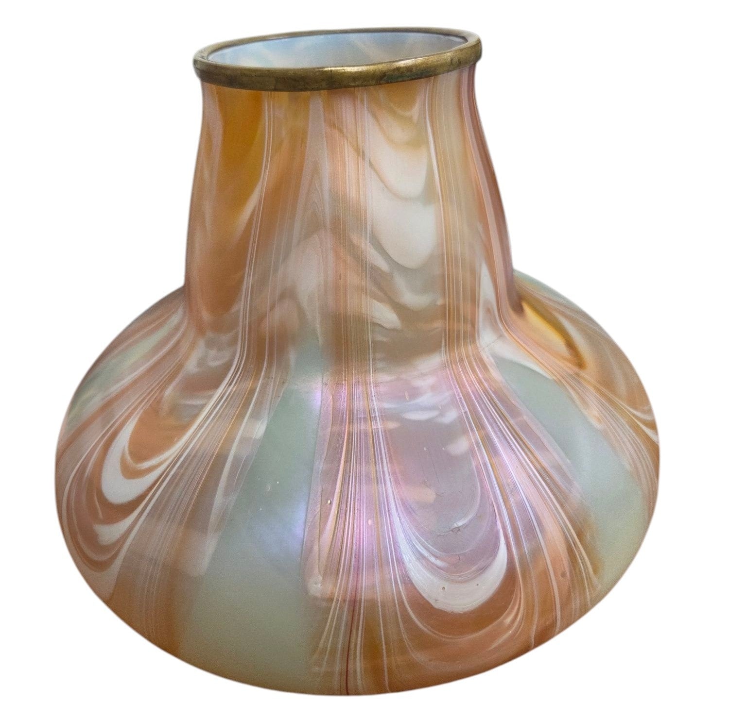 ART NOUVEAU URANIUM PULLED FEATHER ART GLASS VASE