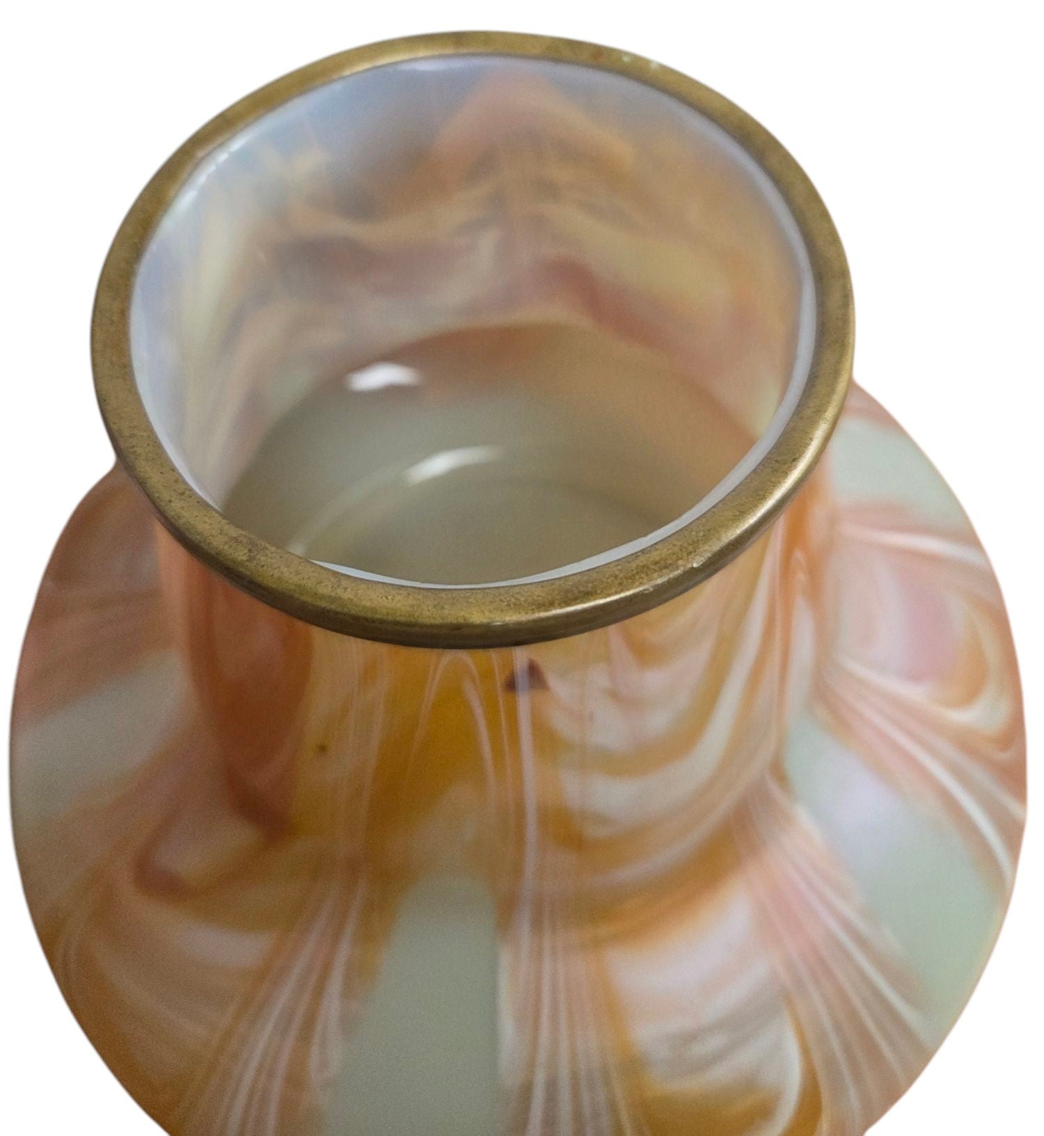 ART NOUVEAU URANIUM PULLED FEATHER ART GLASS VASE