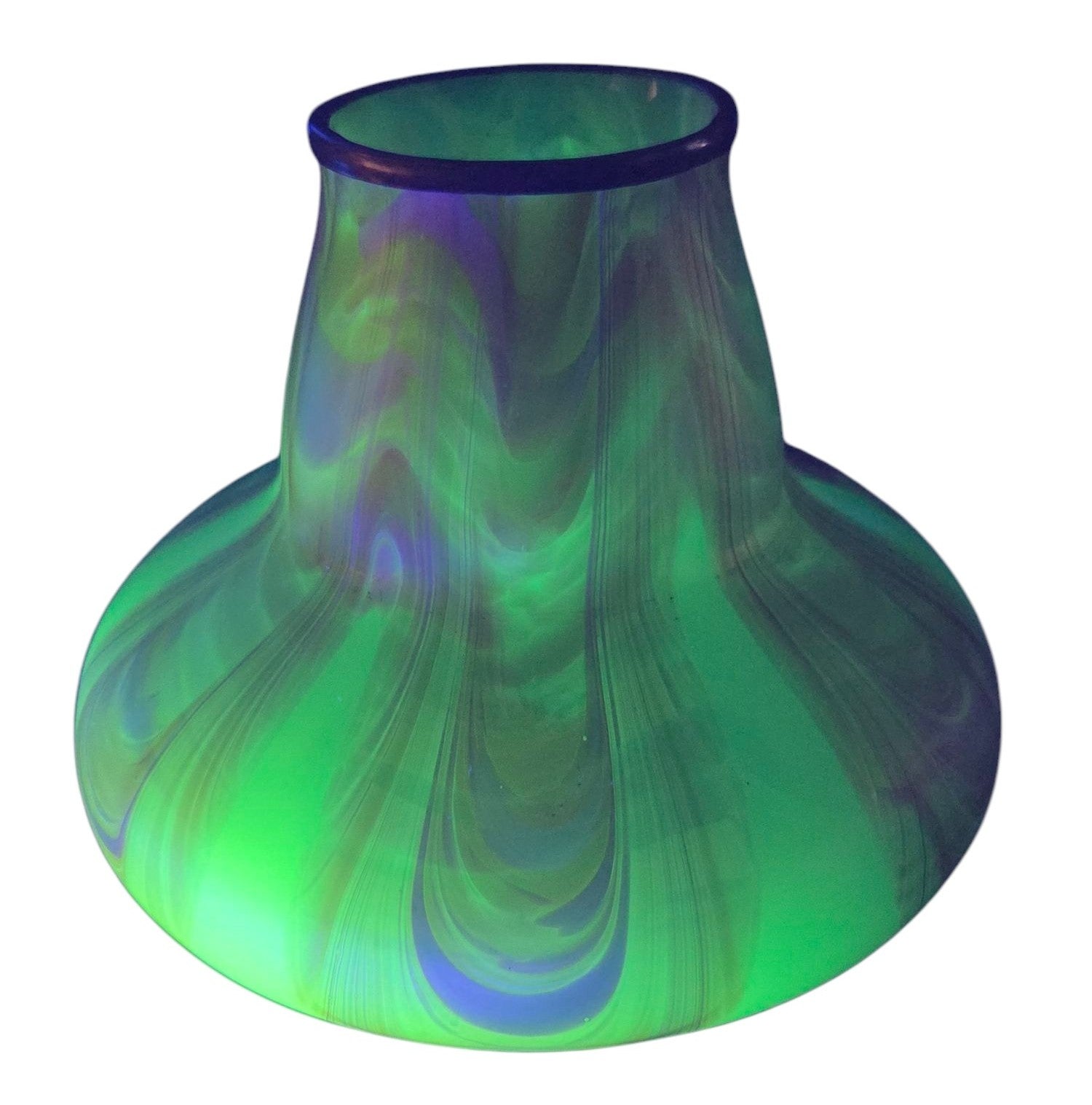 ART NOUVEAU URANIUM PULLED FEATHER ART GLASS VASE